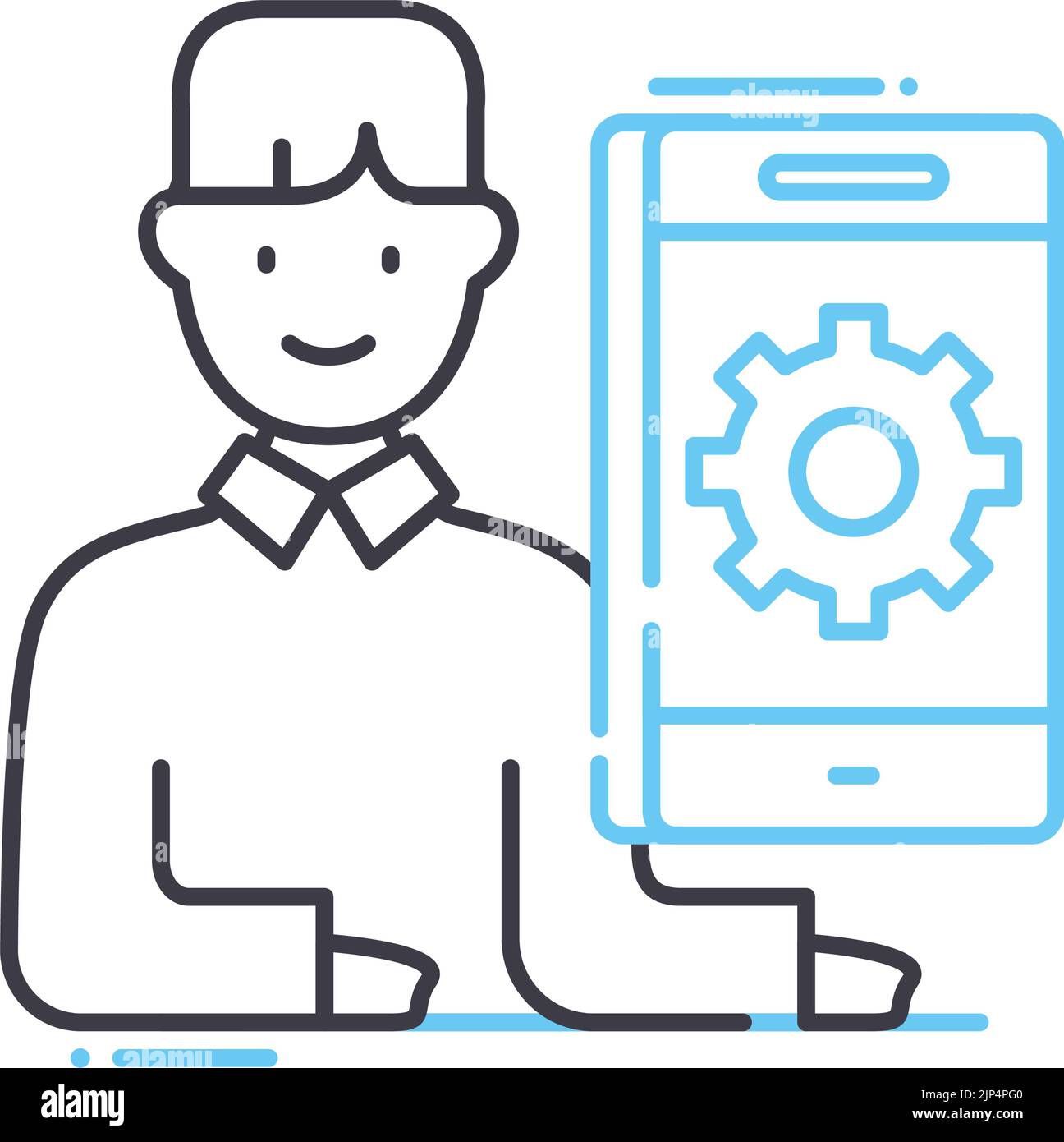 Liniensymbol für Anwendungsentwickler, Umrisssymbol, Vektordarstellung, Konzeptzeichen Stock Vektor