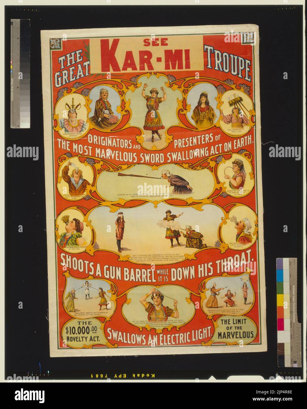 Die große Victorina Troupe Originatoren und Moderatoren der wunderbarsten Schwert schlucken Handeln auf der Erde. Stockfoto