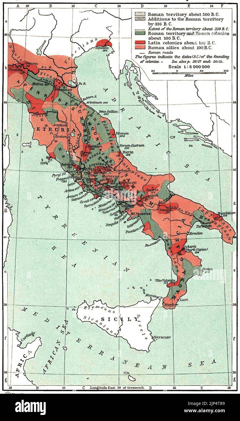 Das Wachstum der römischen Macht in Italien Stockfoto