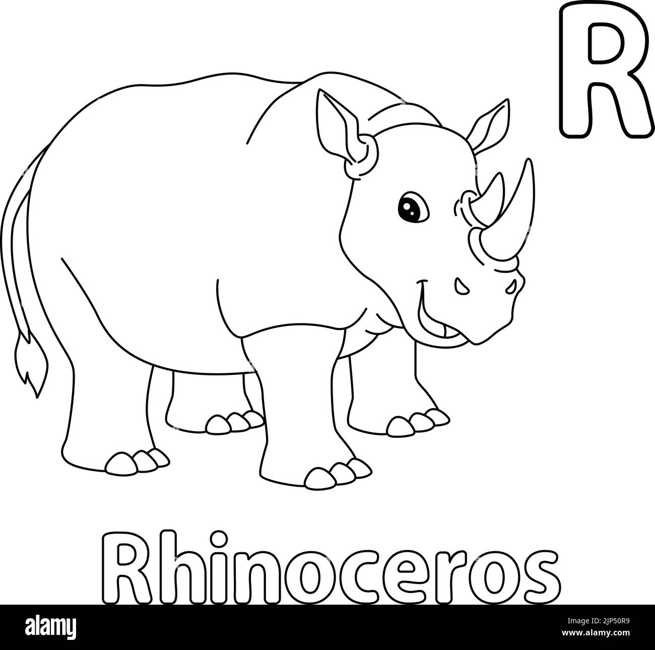 Rhino Alphabet ABC Malseite R Stock Vektor