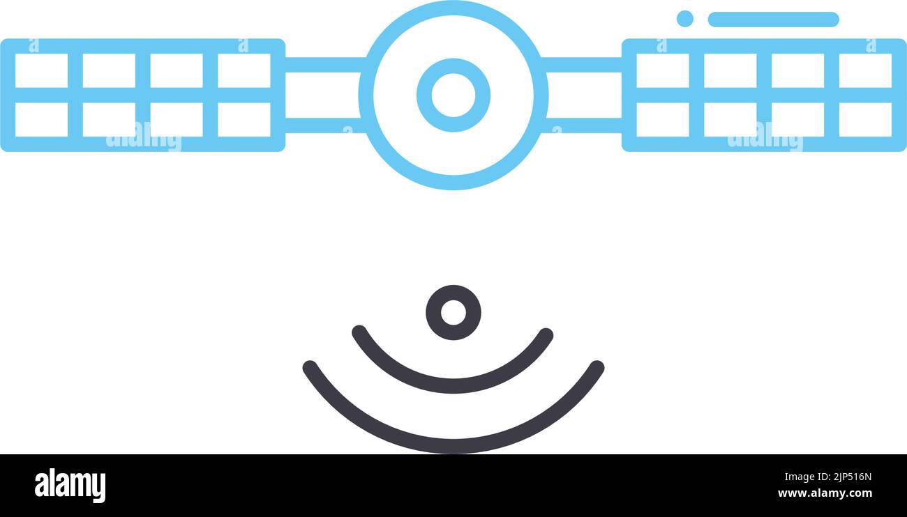 Kommunikation Satelite Linie Symbol, Umriss Symbol, Vektor-Illustration, Konzept Zeichen Stock Vektor