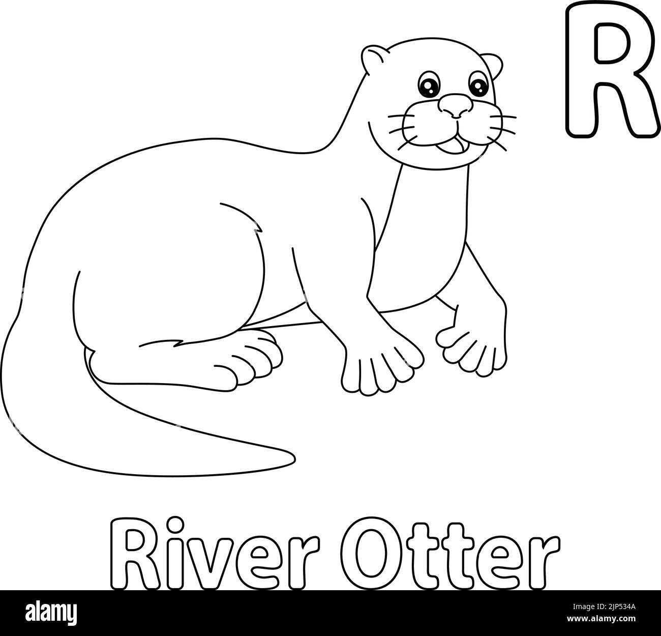 River Otter Alphabet ABC Färbung Seite R Stock Vektor