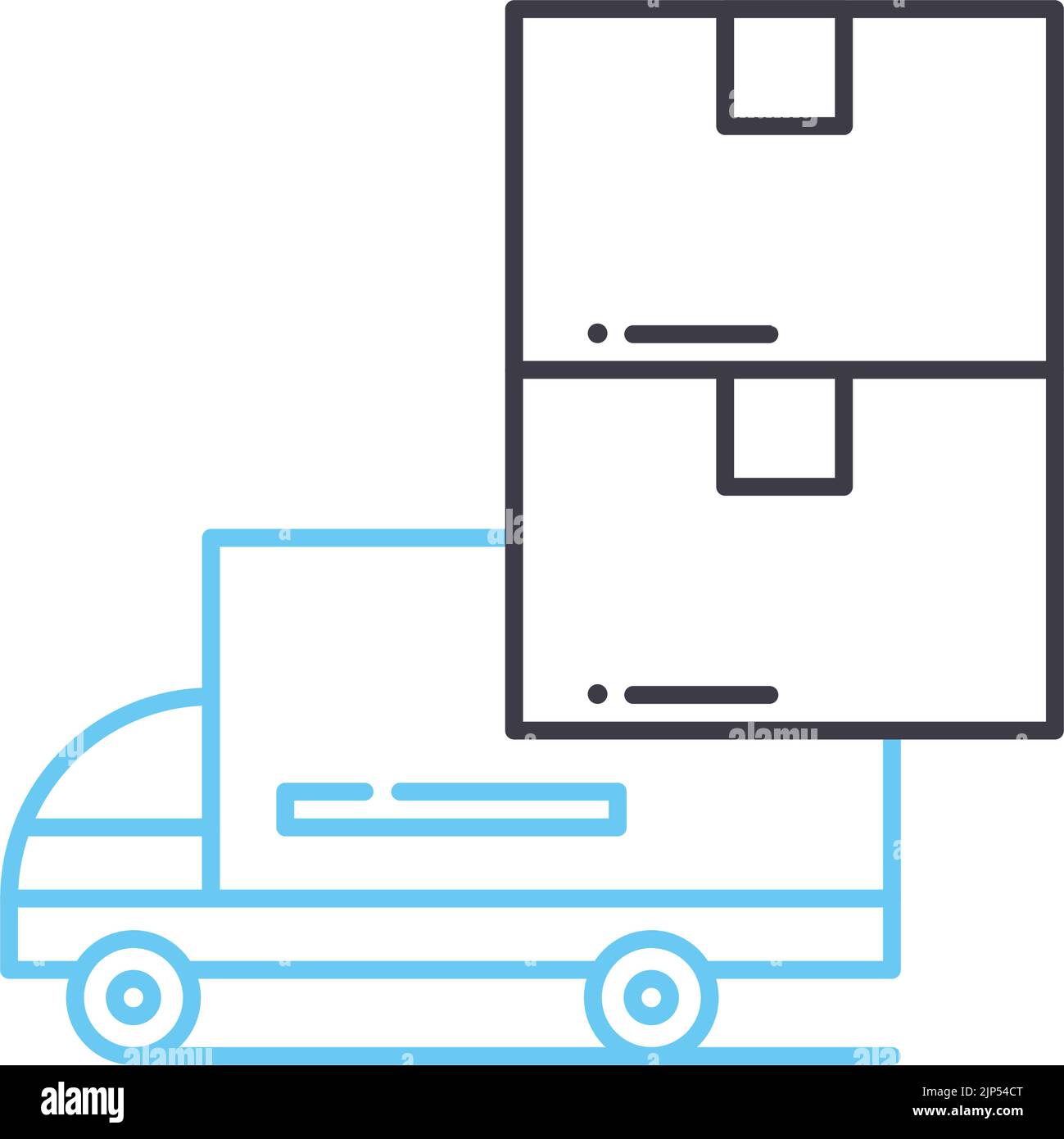 Container LKW Linie Symbol, Umriss Symbol, Vektor-Illustration, Konzept Zeichen Stock Vektor