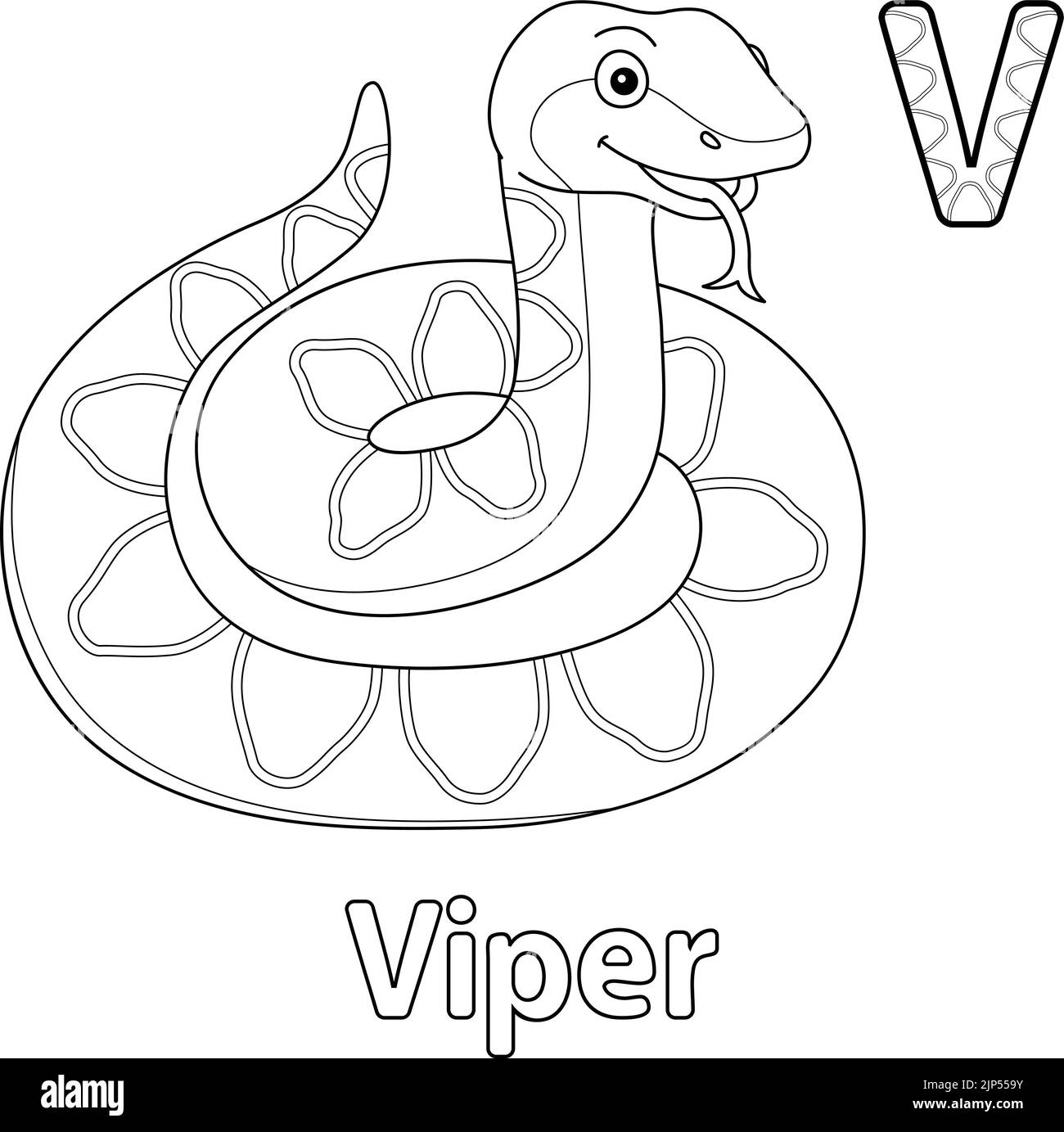 Viper Alphabet ABC Malvorlagen Seite V Stock Vektor