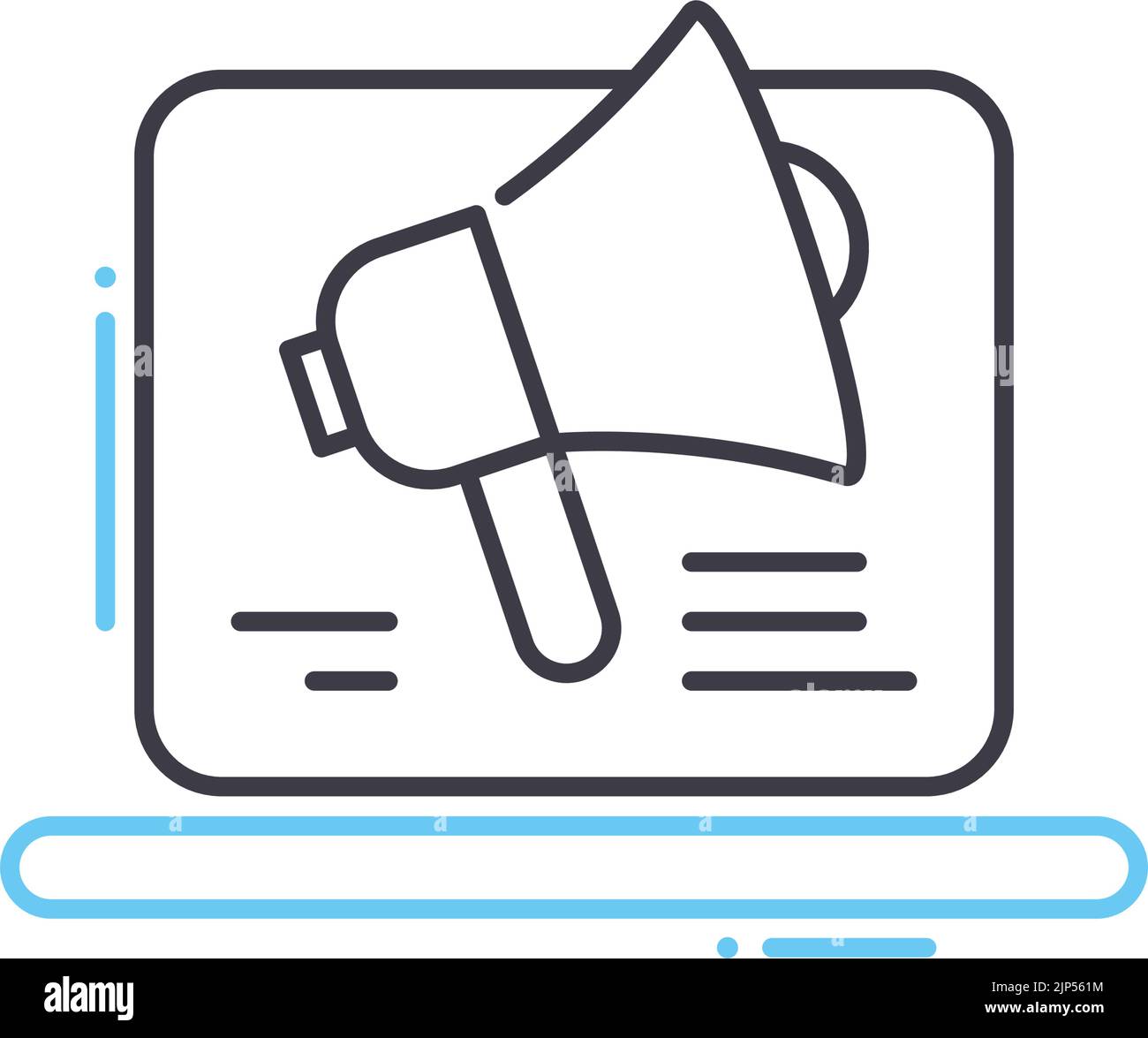 Digitales Social-Marketing-Liniensymbol, Umrisssymbol, Vektordarstellung, Konzeptzeichen Stock Vektor