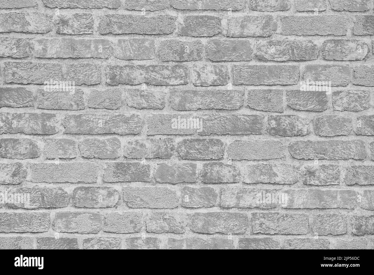 Weißer Hintergrund aus Backsteinwand Textur. Leere weiße Ziegelwand von vorne Stockfoto