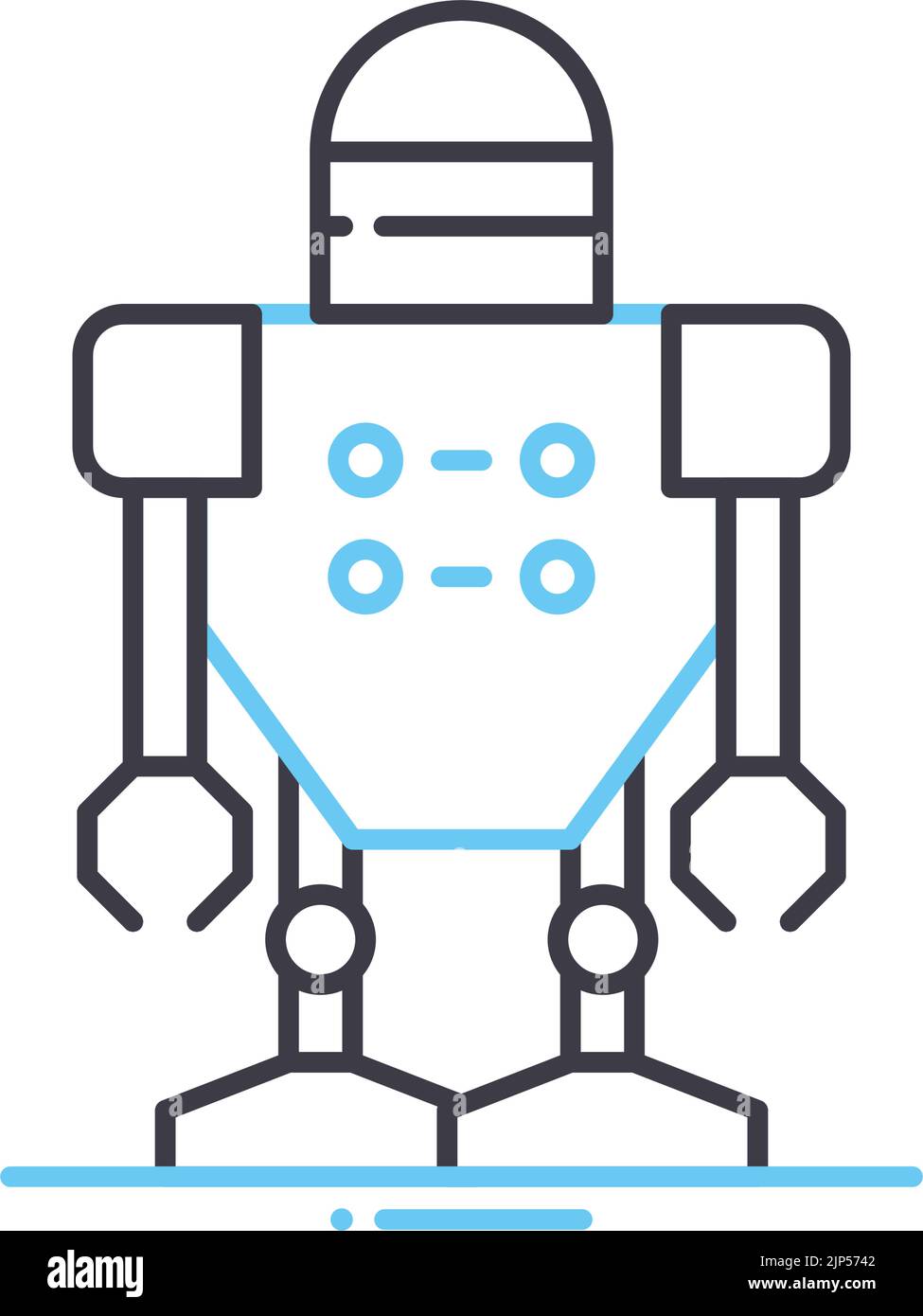 cyborg Roboter Linie Symbol, Umriss Symbol, Vektor-Illustration, Konzept Zeichen Stock Vektor