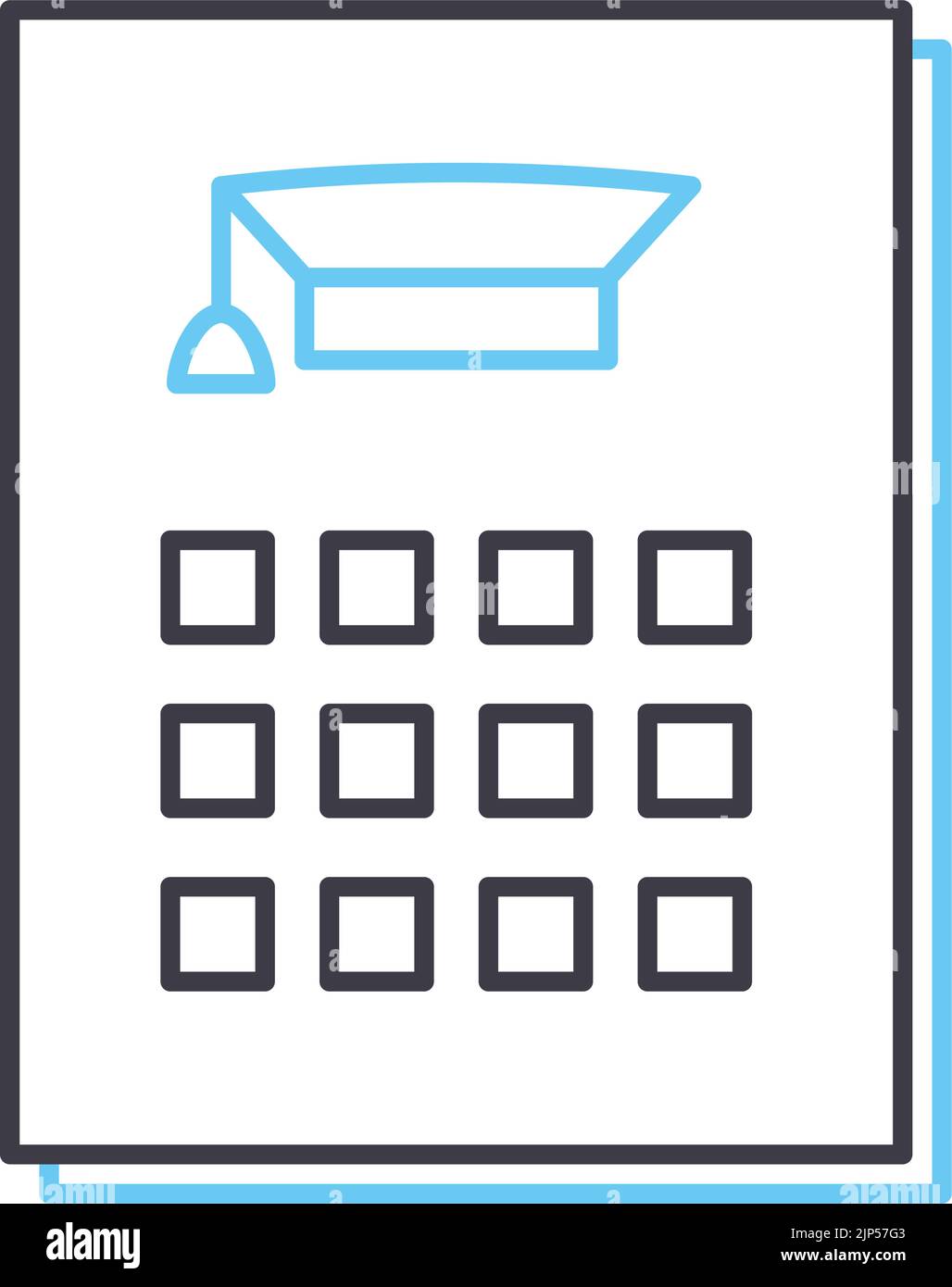 Symbol für Lehrplan-Linie, Umrisssymbol, Vektordarstellung, Konzeptzeichen Stock Vektor