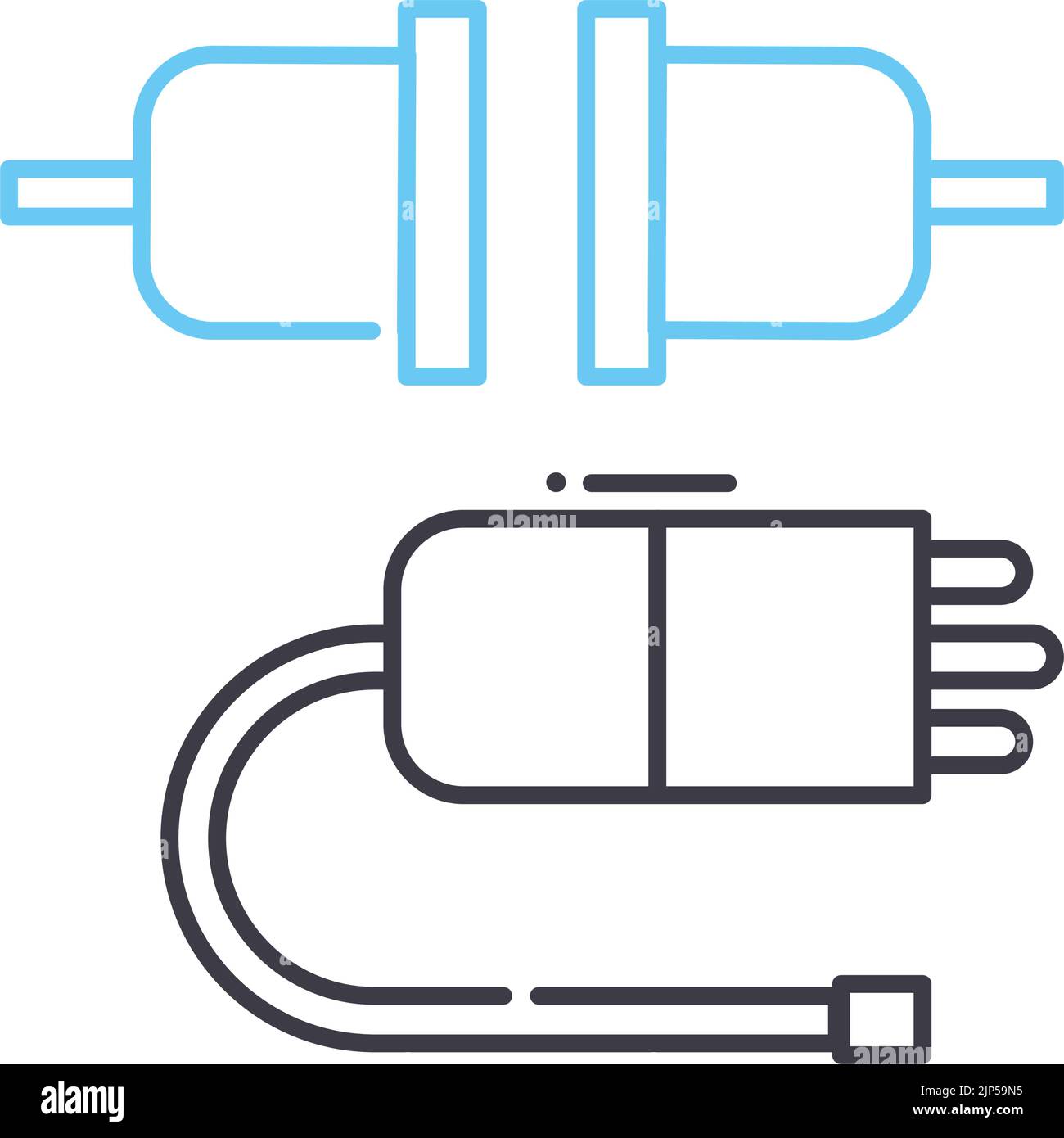 Liniensymbol für Verbindungskabel, Umrisssymbol, Vektorgrafik, Konzeptschild Stock Vektor