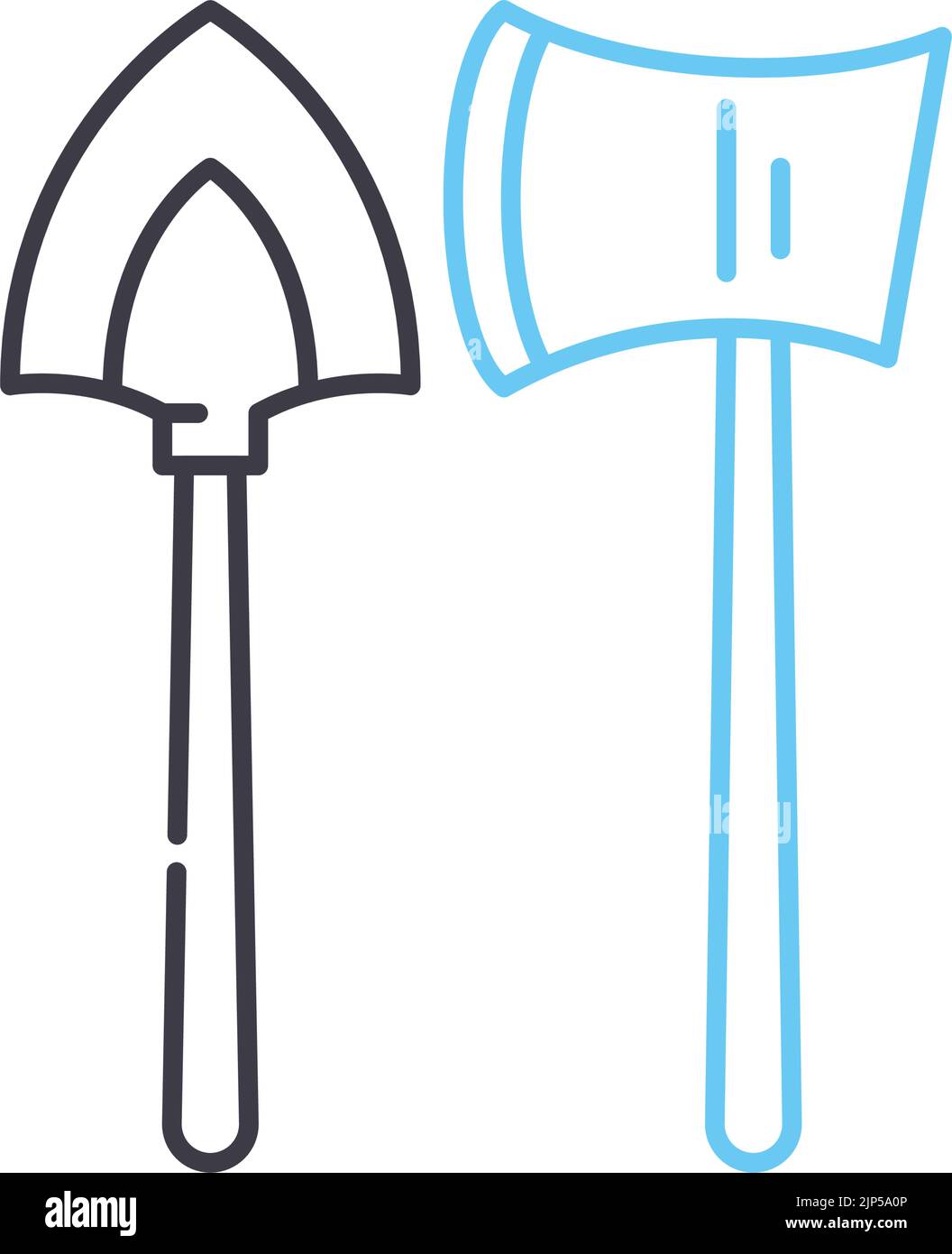 Graben Axt Linie Symbol, Umriss Symbol, Vektor-Illustration, Konzept Zeichen Stock Vektor