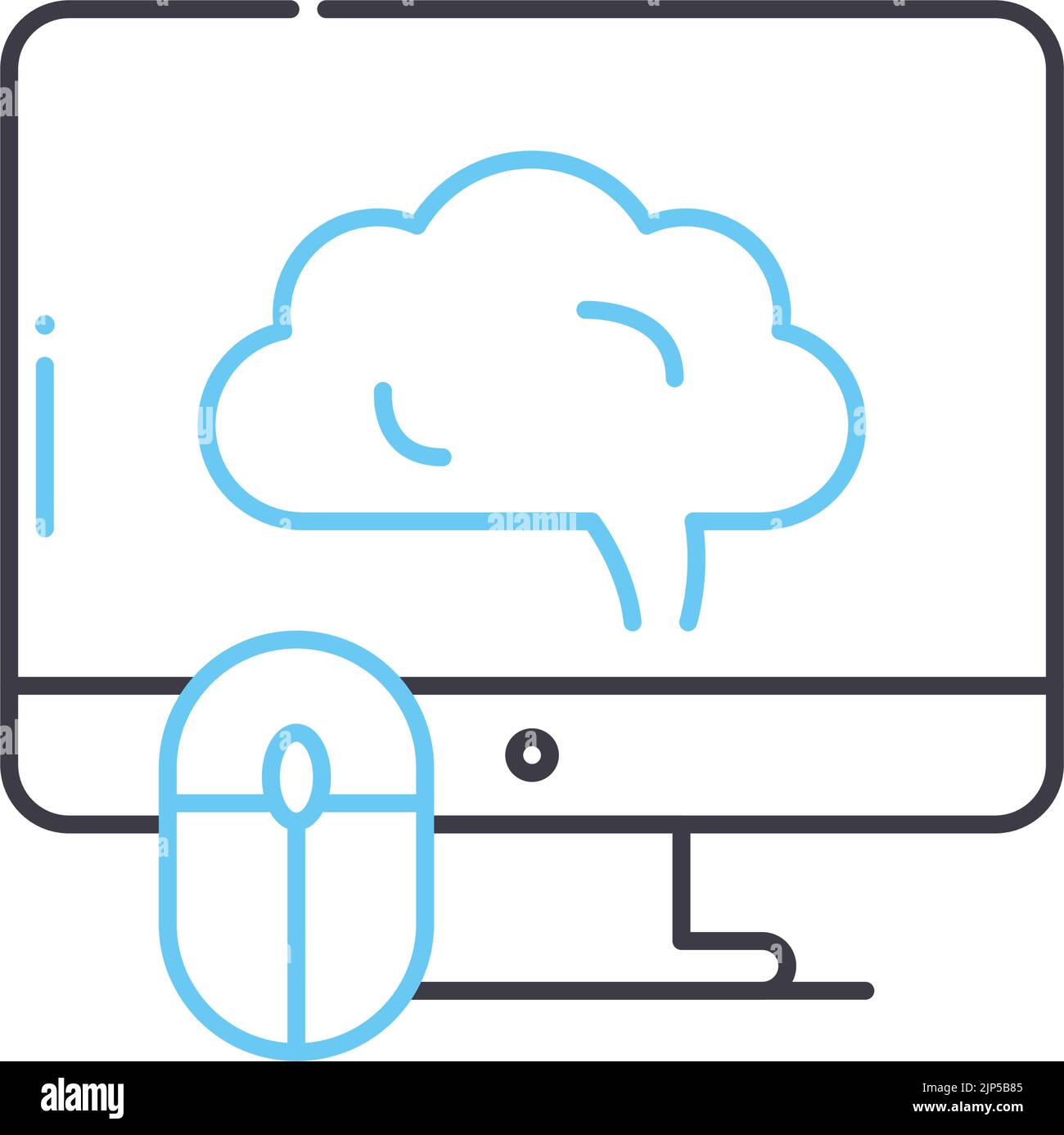 Computer Lern-Liniensymbol, Umrisssymbol, Vektordarstellung, Konzeptzeichen Stock Vektor