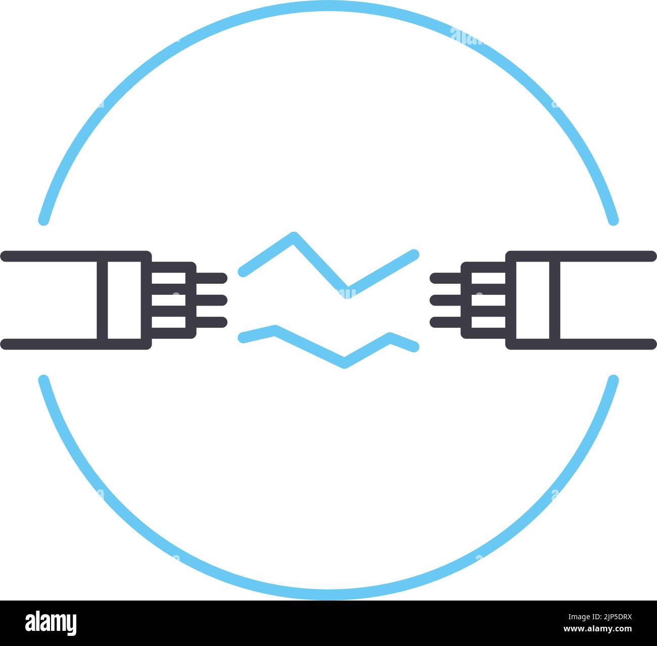 Symbol für die Kabelverbindung, Umrisssymbol, Vektorgrafik, Konzeptschild Stock Vektor