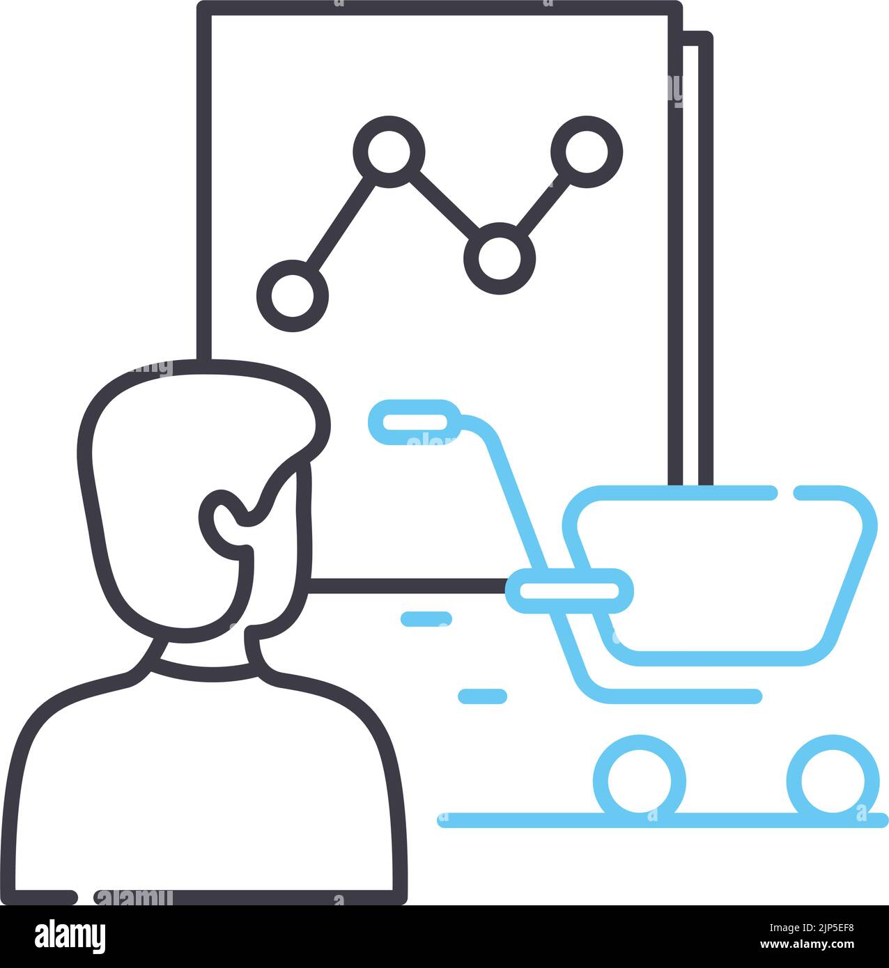 Liniensymbol für die Analyse des Verbraucherverhaltens, Umrisssymbol, Vektordarstellung, Konzeptzeichen Stock Vektor