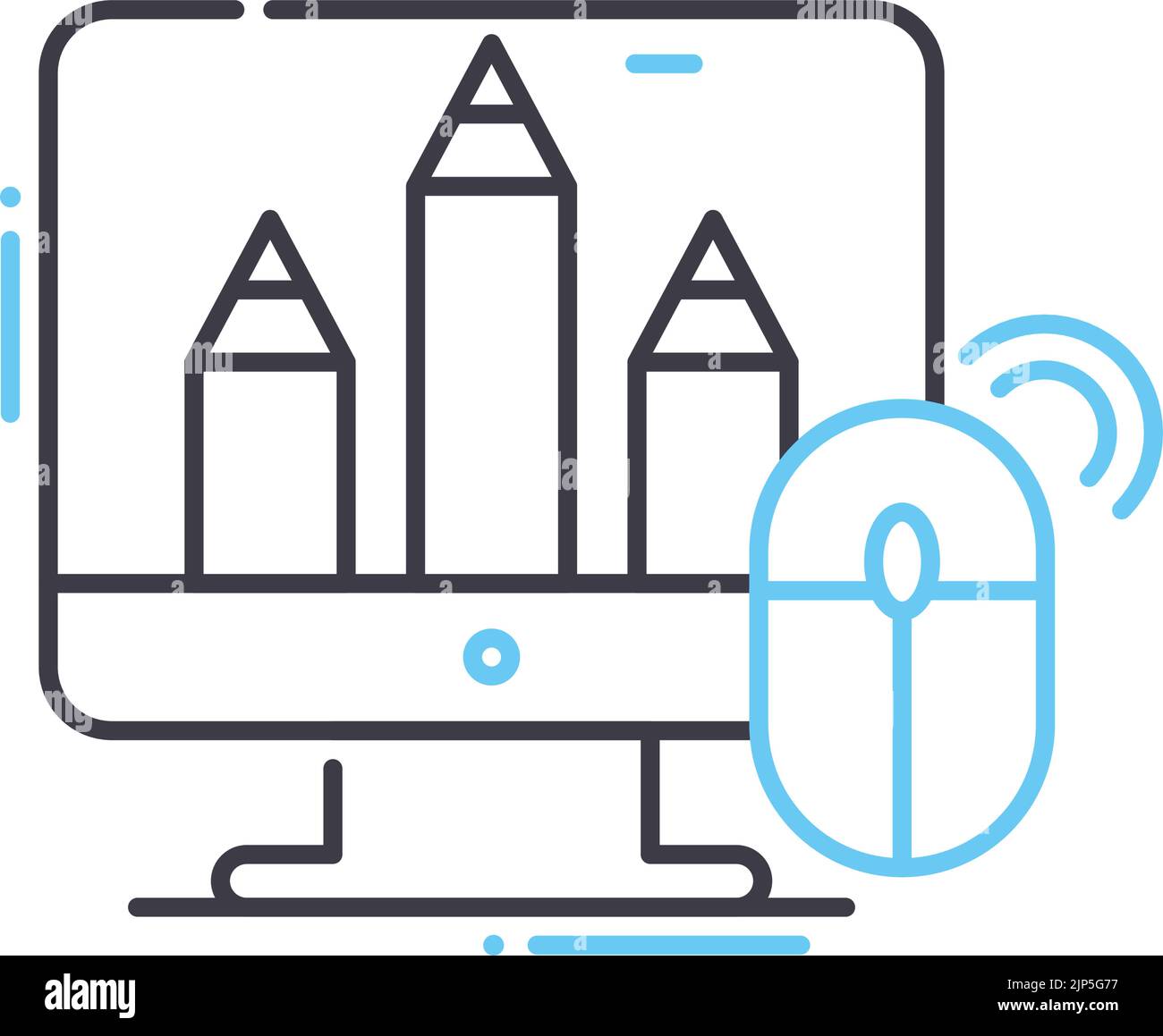 Computer-Grafik-Liniensymbol, Umrisssymbol, Vektordarstellung, Konzeptzeichen Stock Vektor