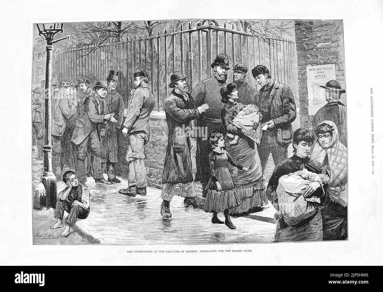 The Illustrated London News 1886 - die Arbeitslosen am East-End von London Stockfoto