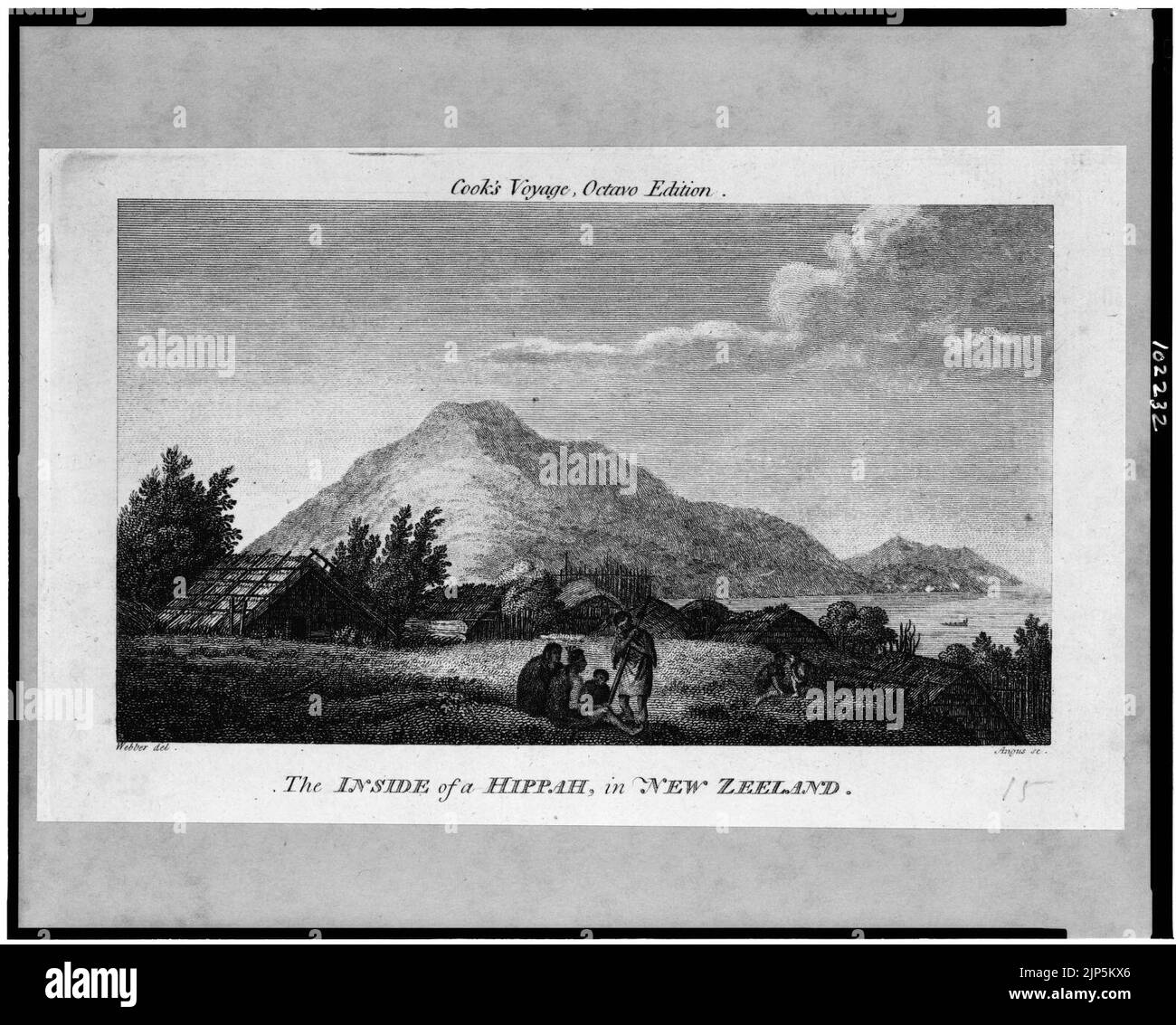 Das Innere einer Hippah, in Neuseeland (d. h. Neuseeland) - Webber, del. ; Angus sc. Stockfoto