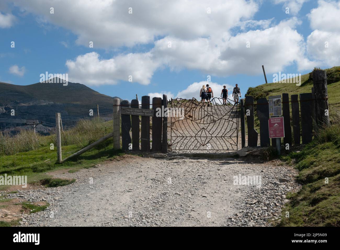 Start des Llanberis Path Up Snowdon, Wales, Großbritannien Stockfoto