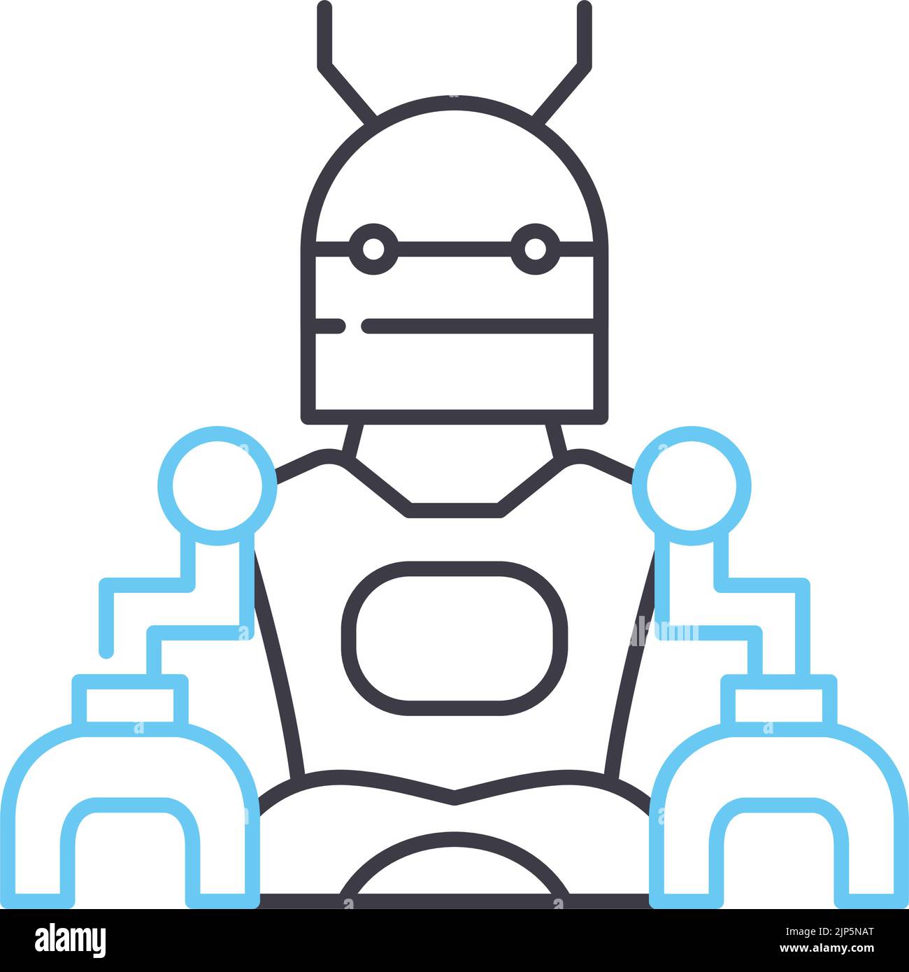 cyborg-Liniensymbol, Umrisssymbol, Vektordarstellung, Konzeptzeichen Stock Vektor