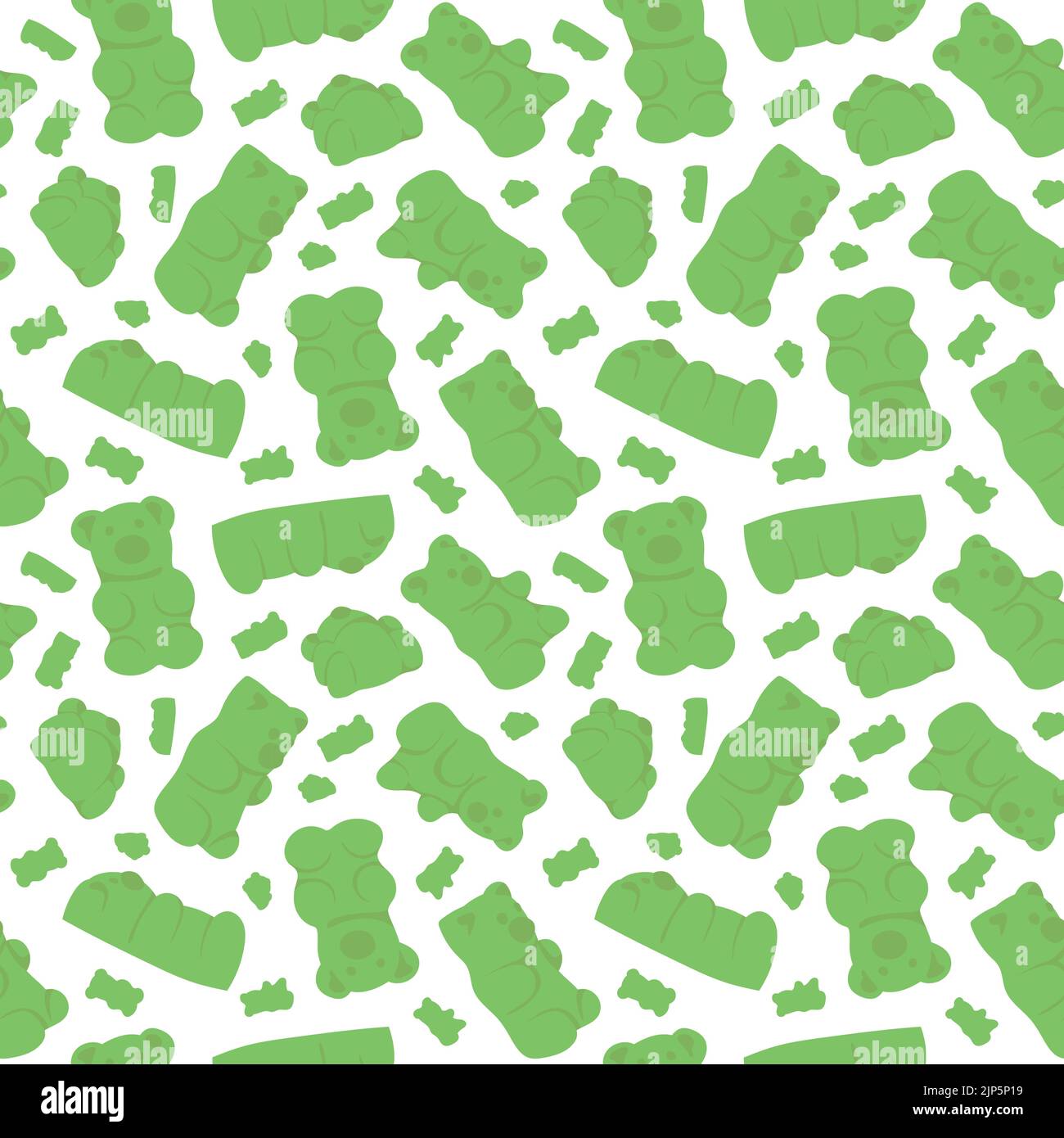 Farbenfrohe, sich wiederholende Muster-Hintergrund von Gummikandeln in Form von Bären aus einfachen Vektorgrafiken. Stock Vektor