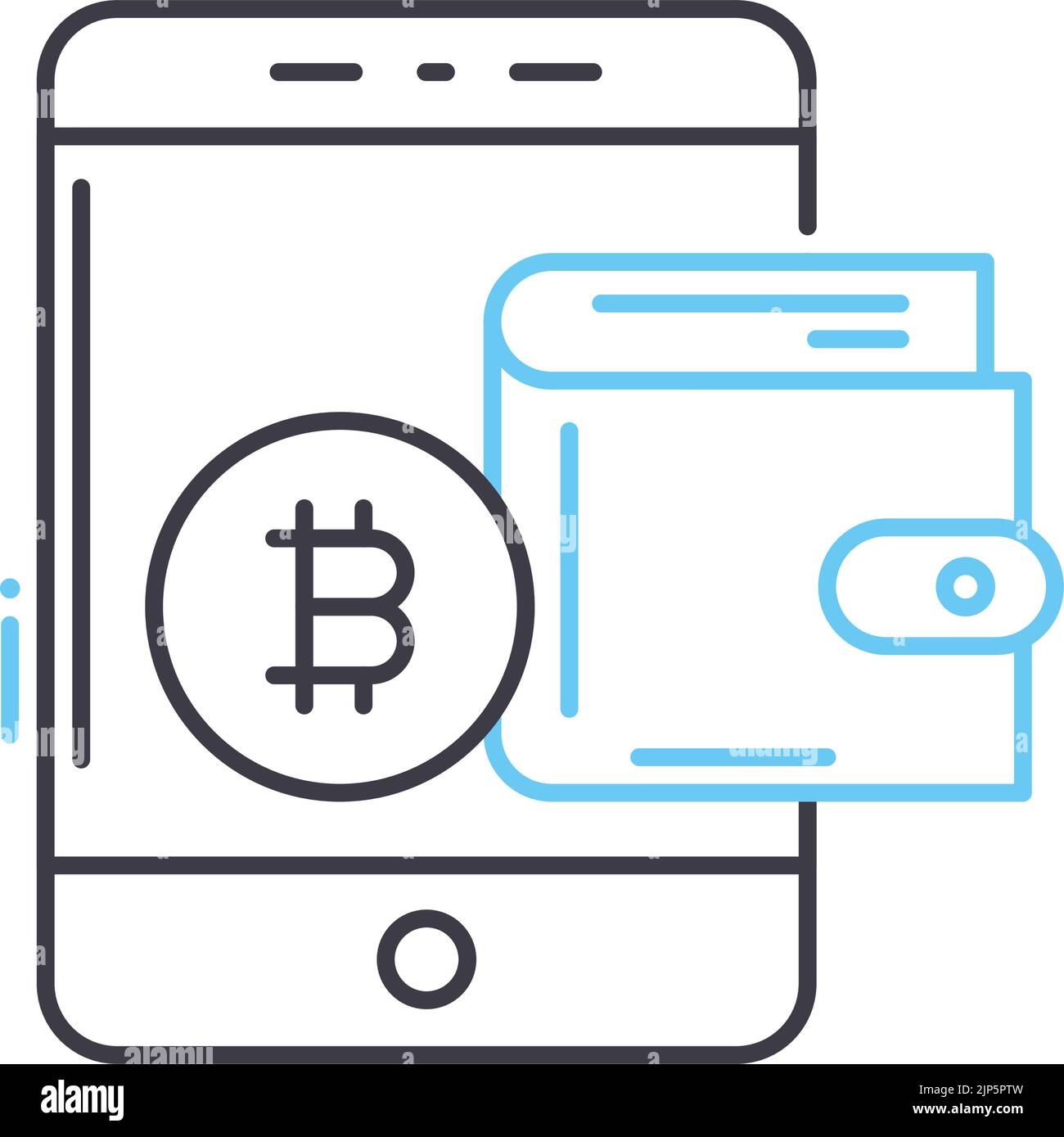 Symbol für digitale Geldlinie, Umrisssymbol, Vektordarstellung, Konzeptschild Stock Vektor