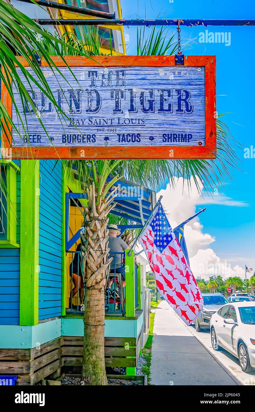 Der blinde Tiger ist am 13. August 2022 in Bay Saint Louis, Mississippi, abgebildet. Stockfoto