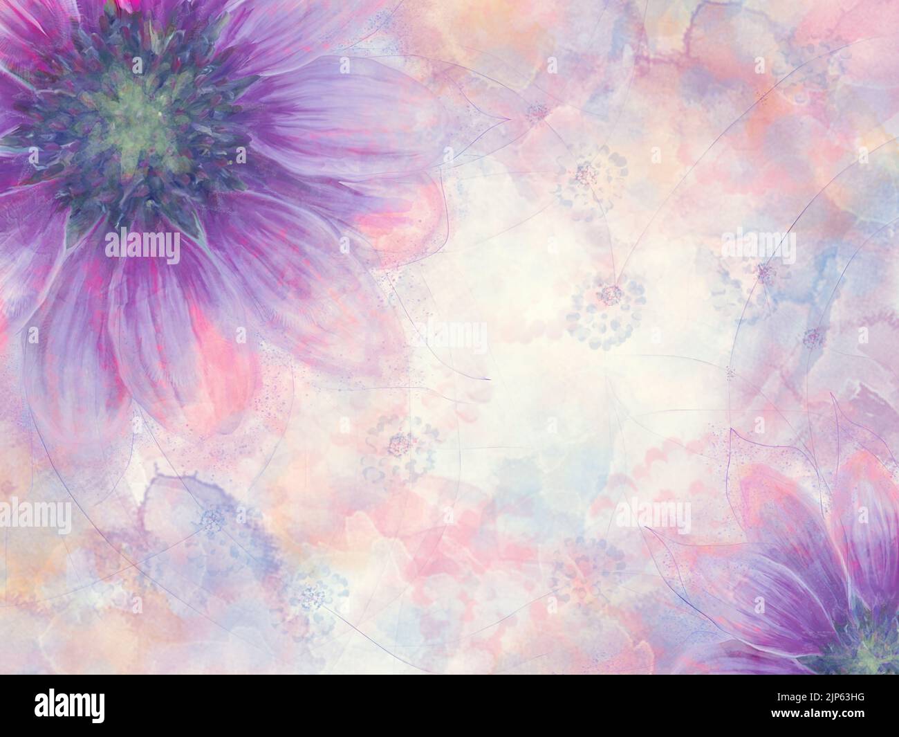 Absract Blume Hintergrund, Aquarell. Digitale Illustration. Stockfoto