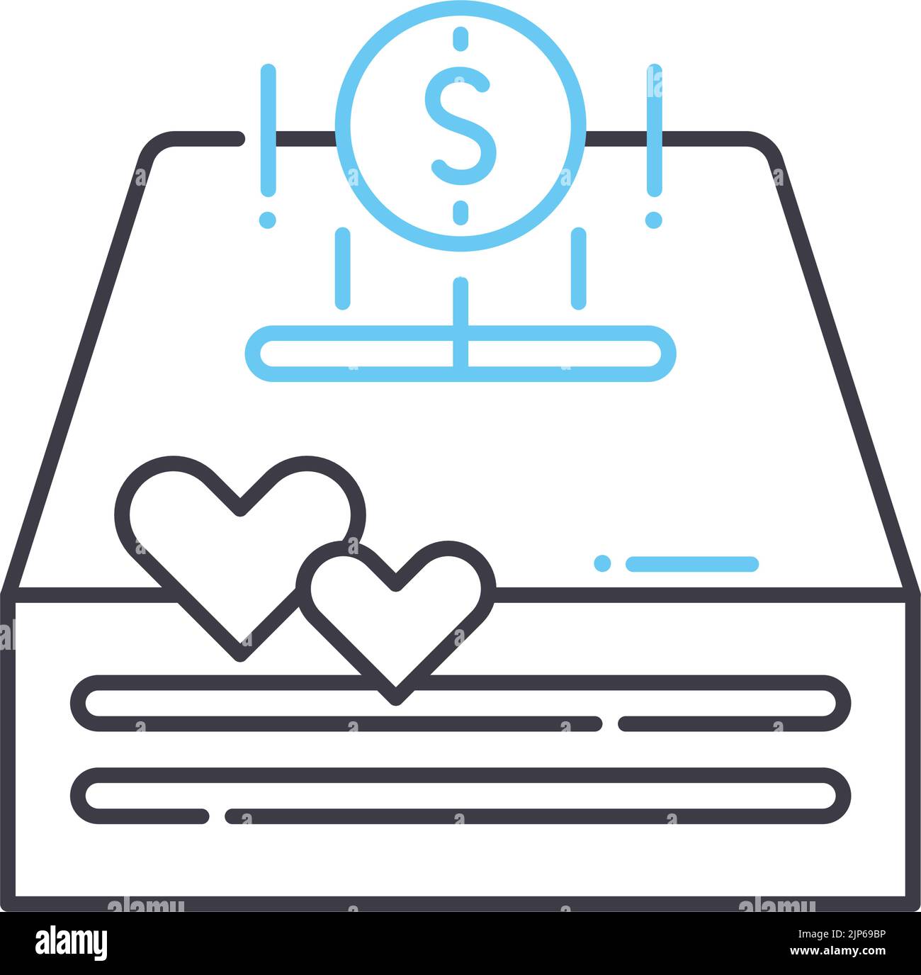 Spendenliniensymbol, Umrisssymbol, Vektordarstellung, Konzeptzeichen Stock Vektor
