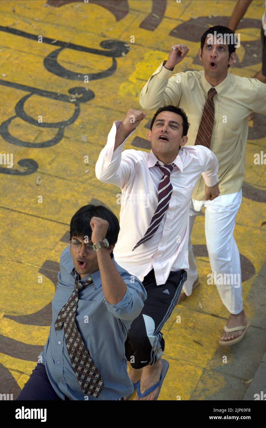 MADHAVAN, AAMIR KHAN, Sharman Joshi, 3 Idioten, 2009 Stockfoto