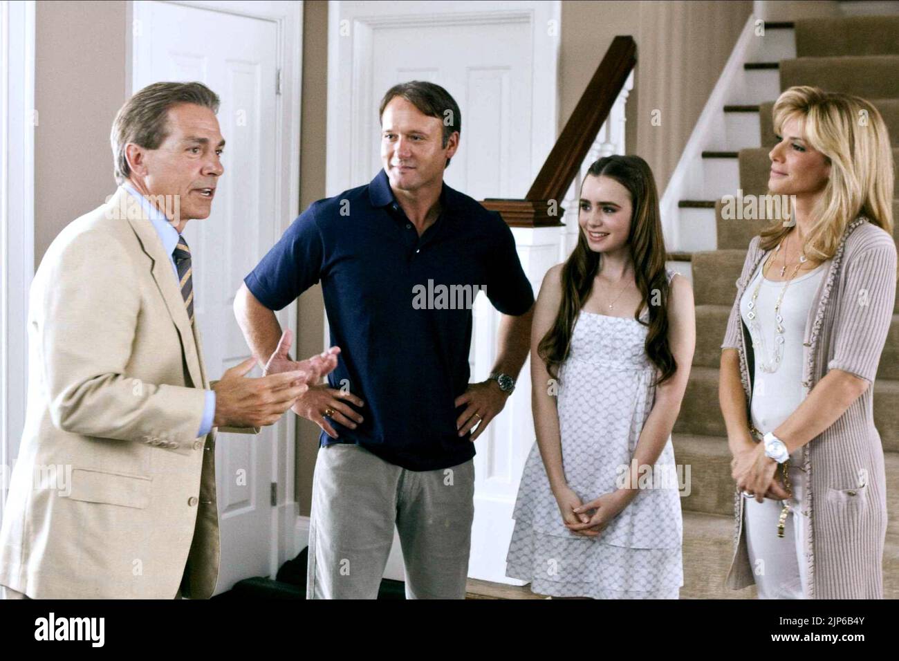 NICK SABAN, TIM MCGRAW, LILY COLLINS, SANDRA BULLOCK, der blinden Seite, 2009 Stockfoto