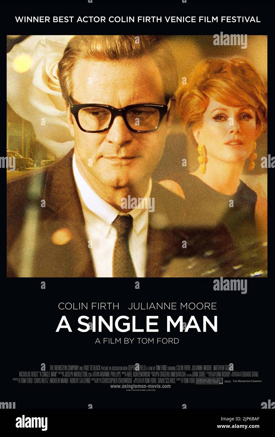 COLIN FIRTH, Julianne Moore, Plakat, EIN EINZELNER Mann, 2009 Stockfoto