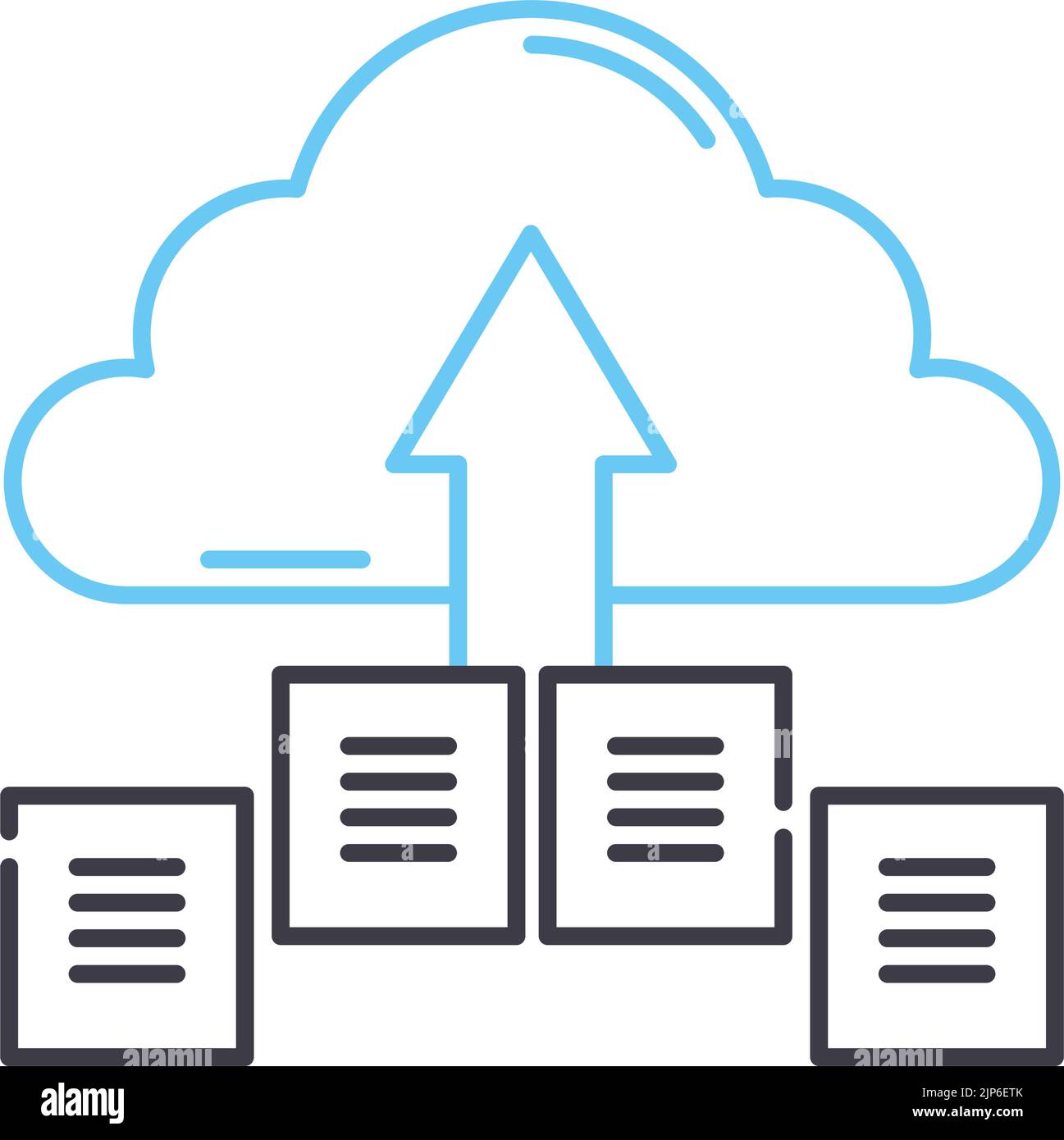 Cloud-Daten-Upload-Liniensymbol, Umrisssymbol, Vektordarstellung, Konzeptzeichen Stock Vektor