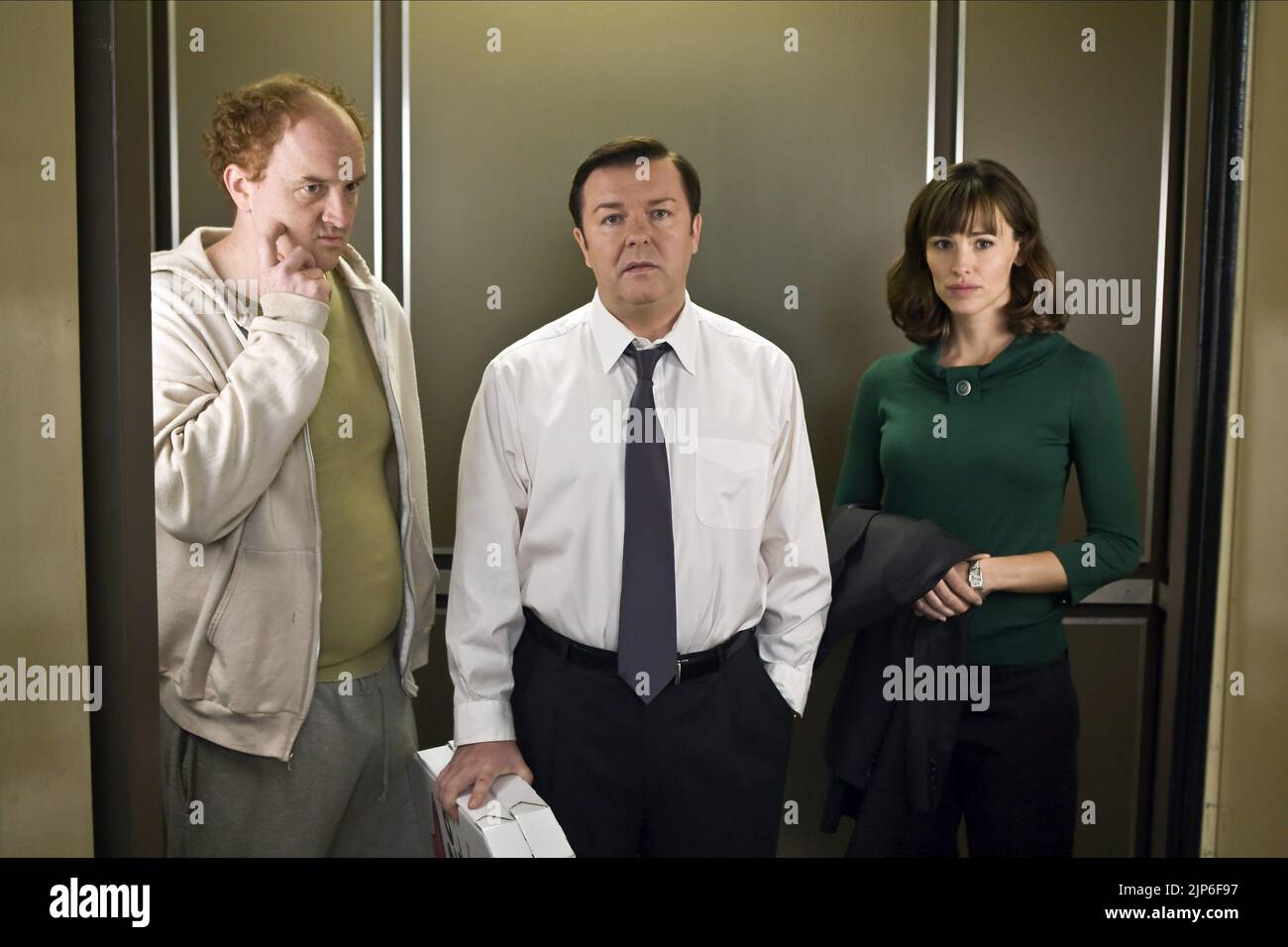 C.K.,GERVAIS,GARNER, DIE ERFINDUNG DER LÜGE, 2009 Stockfoto