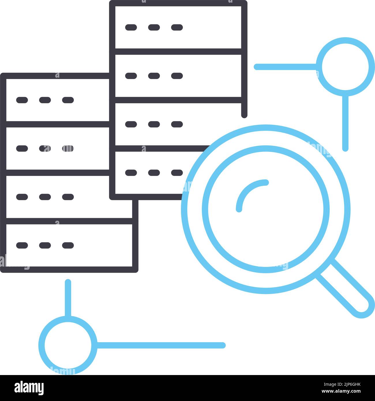 Liniensymbol für Datenabfrage, Umrisssymbol, Vektordarstellung, Konzeptzeichen Stock Vektor
