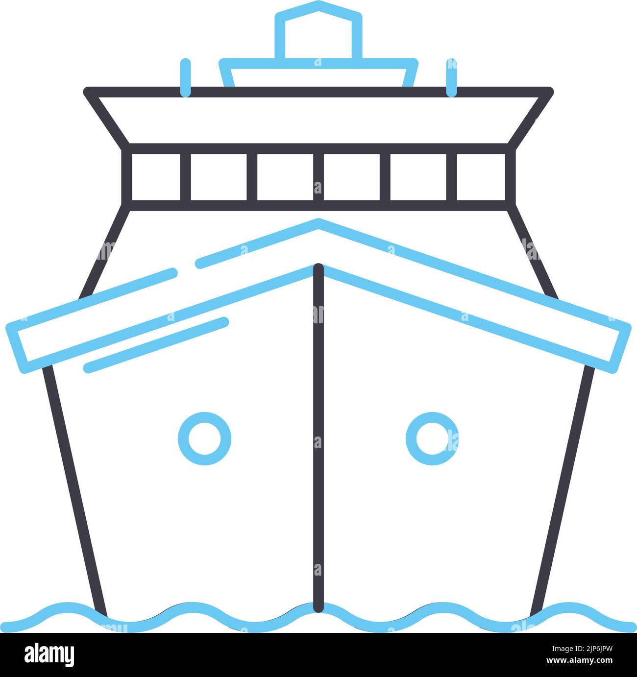 Kreuzfahrtliniensymbol, Umrissymbol, Vektorgrafik, Konzeptschild Stock Vektor