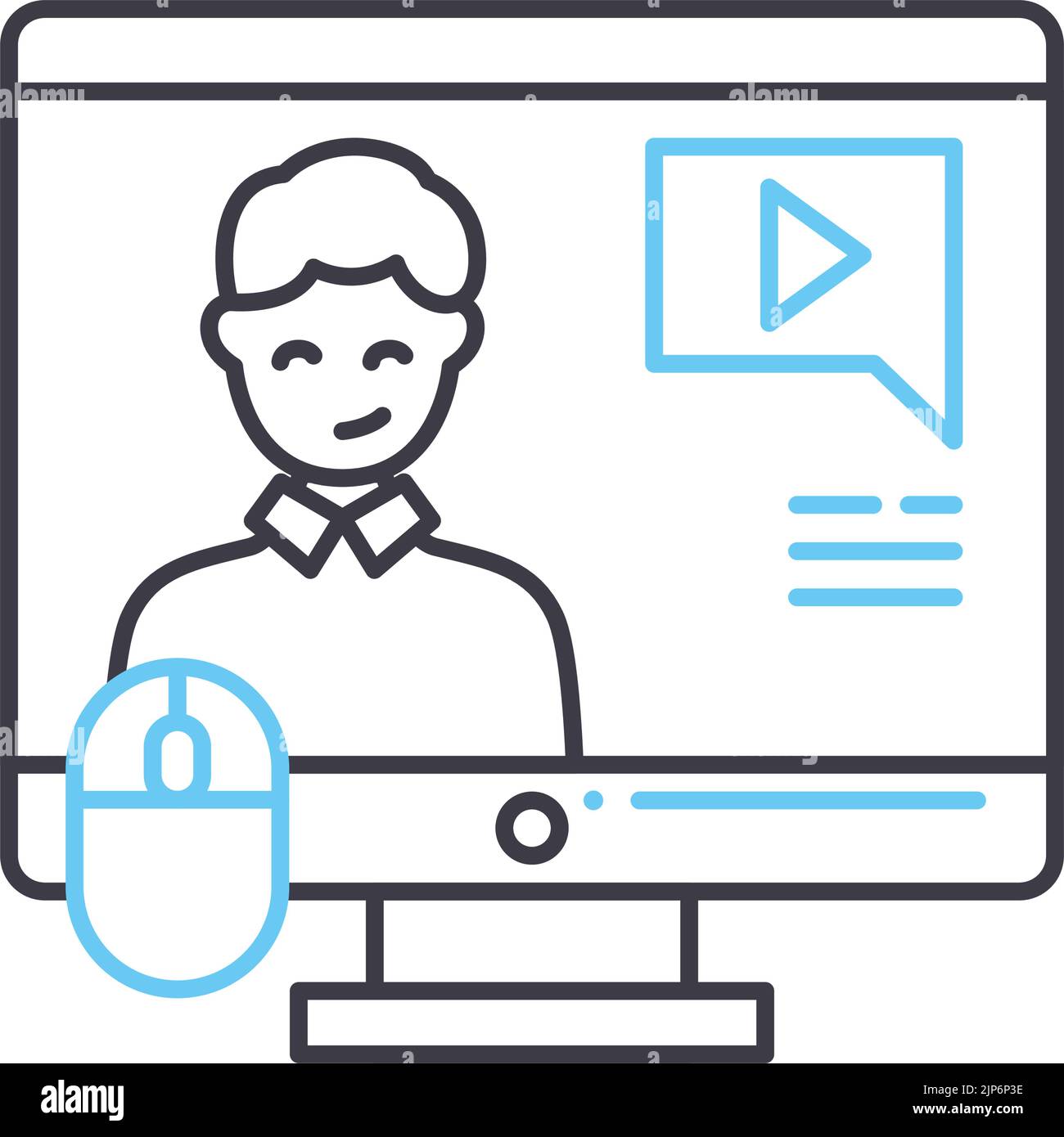 Computer Training Line Symbol, Umrisssymbol, Vektordarstellung, Konzeptschild Stock Vektor