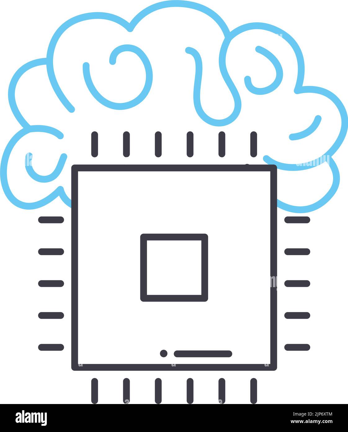 Digitales Hirnliniensymbol, Umrisssymbol, Vektordarstellung, Konzeptzeichen Stock Vektor