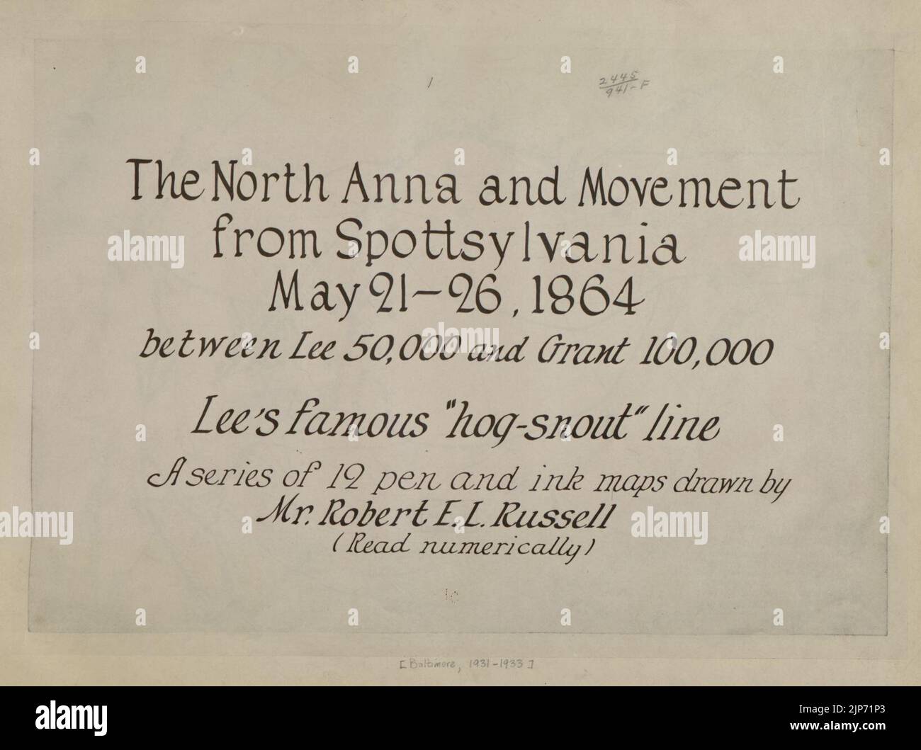 The North Anna and movement from Spottsylvania (sic), 21.-26. Mai 1864 zwischen Lee, 50.000 und Grant, 100.000 Stockfoto