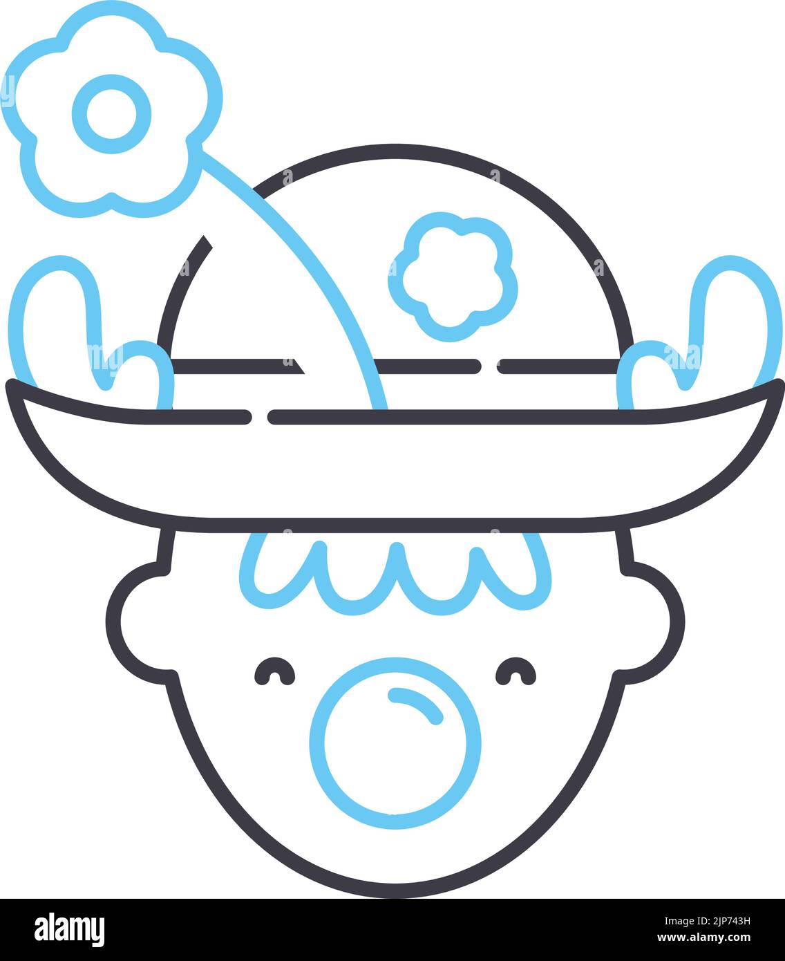 Clown Linie Symbol, Umriss Symbol, Vektor-Illustration, Konzept Zeichen Stock Vektor