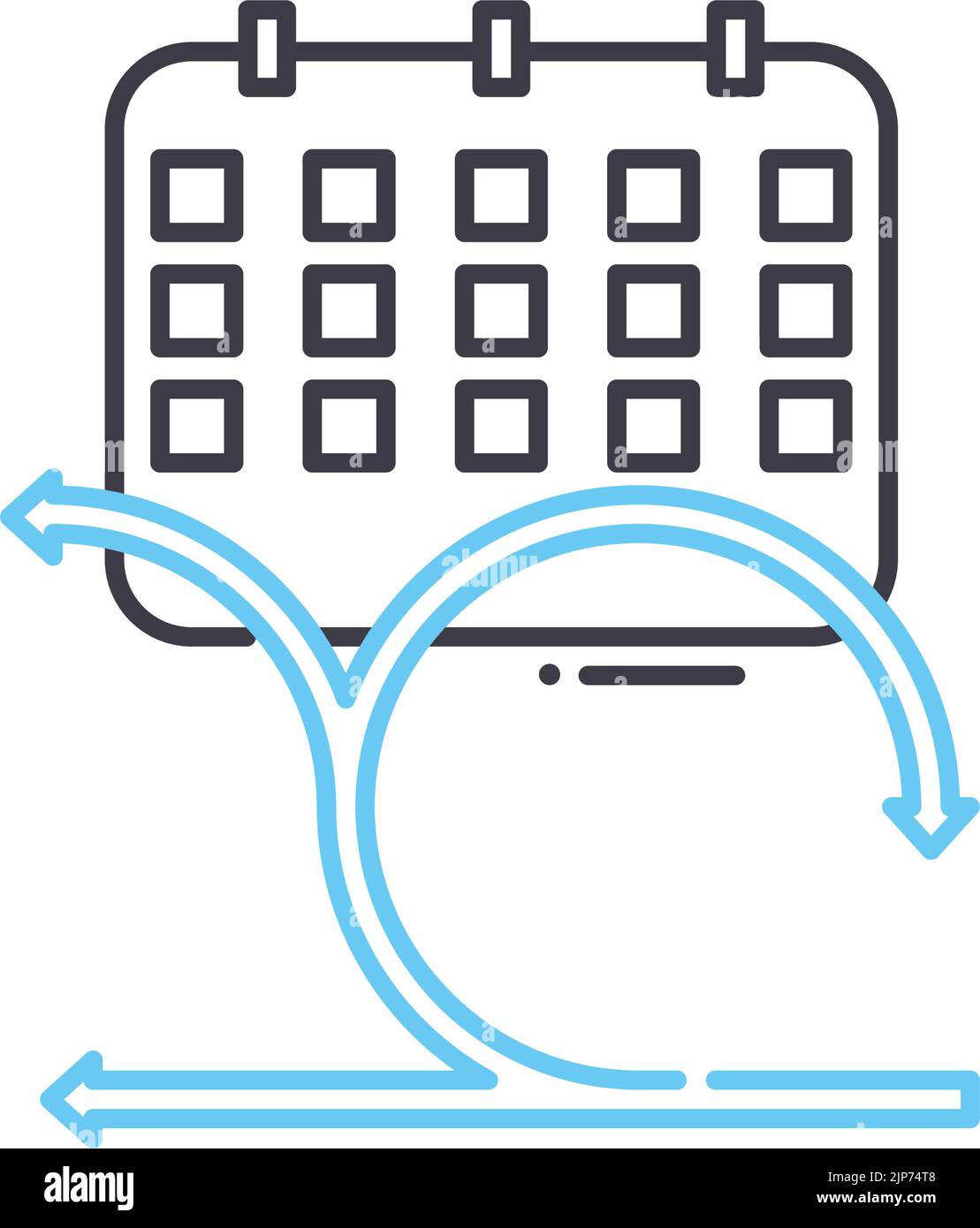 Symbol für tägliche Scrum-Linie, Umrisssymbol, Vektordarstellung, Konzeptzeichen Stock Vektor