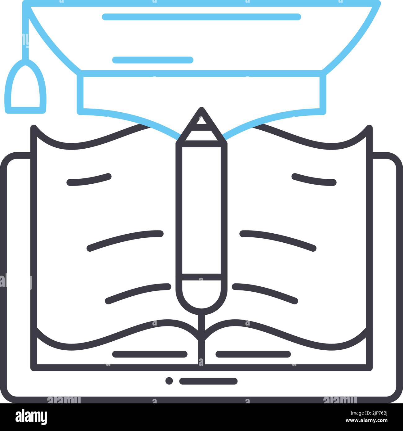 Bildungssymbol, Umrisssymbol, Vektordarstellung, Konzeptzeichen Stock Vektor