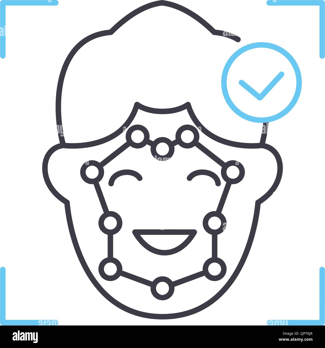Liniensymbol für Gesichtserkennung, Umrisssymbol, Vektordarstellung, Konzeptzeichen Stock Vektor