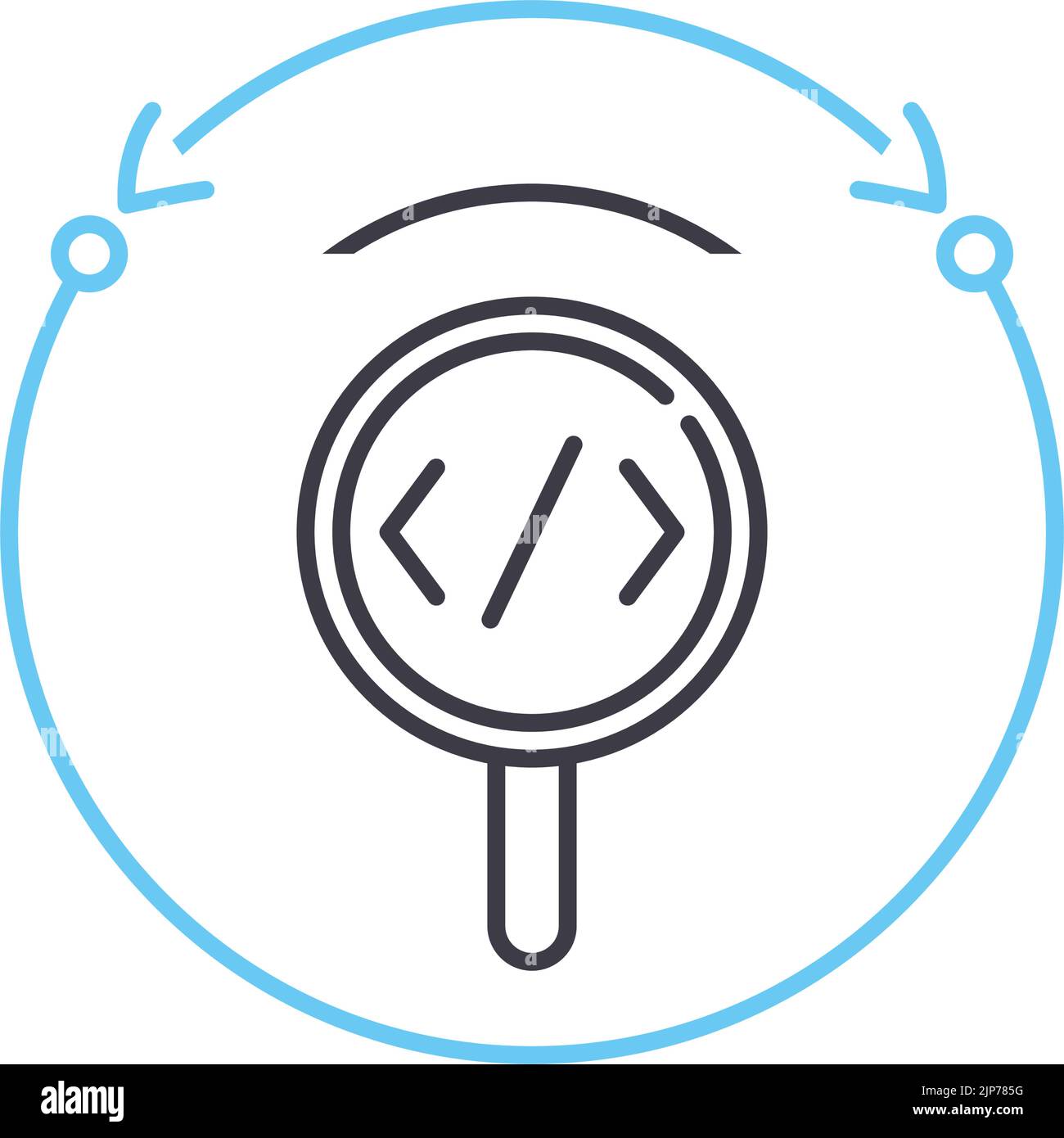 Code-Review-Liniensymbol, Umrisssymbol, Vektordarstellung, Konzeptzeichen Stock Vektor