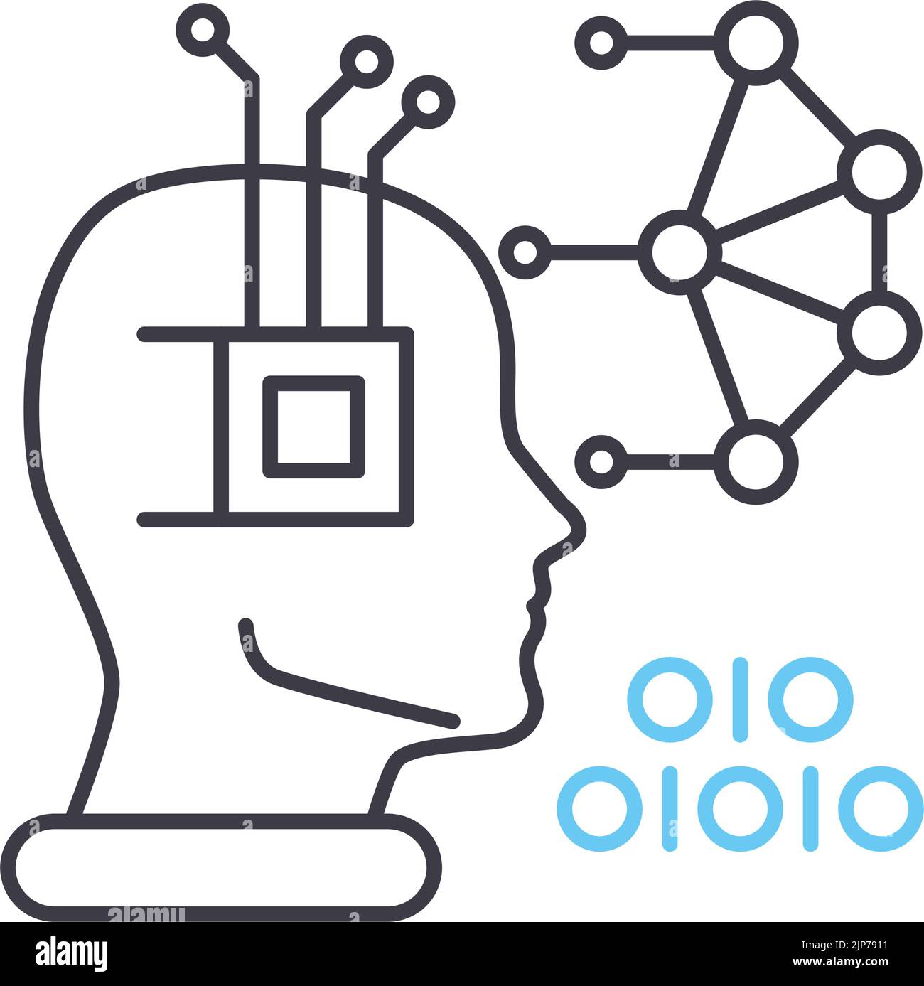 Data Science-Liniensymbol, Umrisssymbol, Vektordarstellung, Konzeptzeichen Stock Vektor