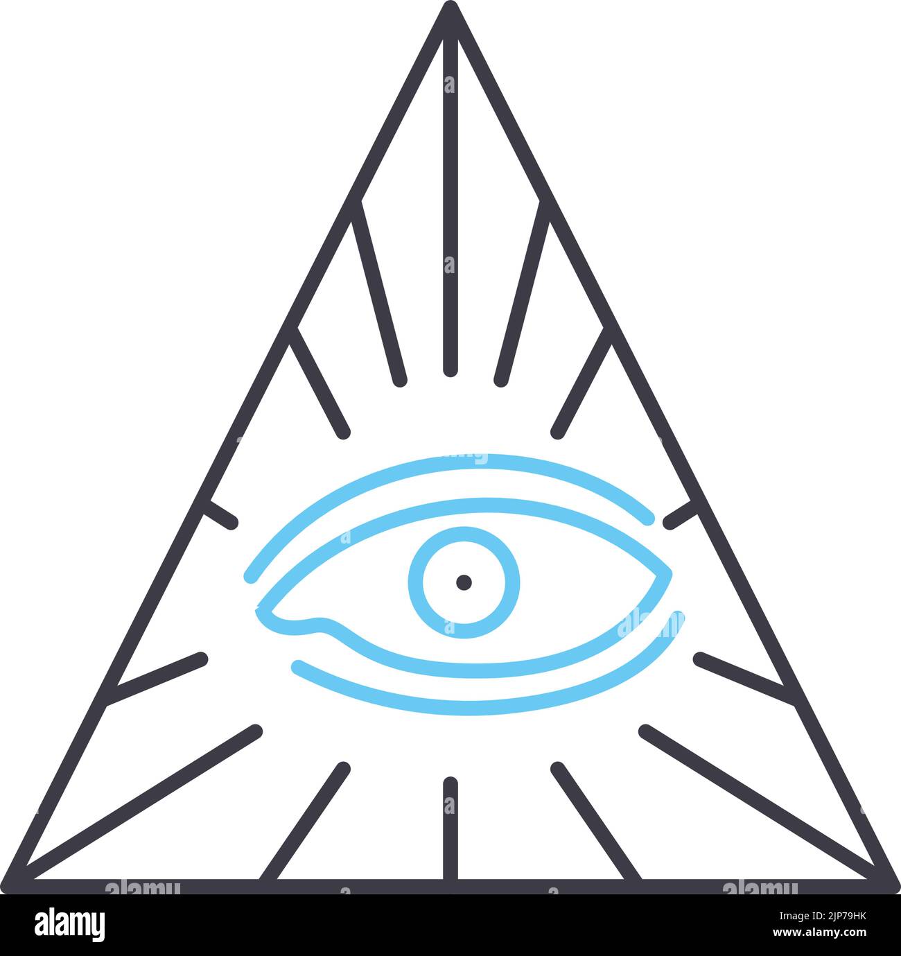 Auge der Vorsehung Liniensymbol, Umrisssymbol, Vektordarstellung, Konzeptzeichen Stock Vektor
