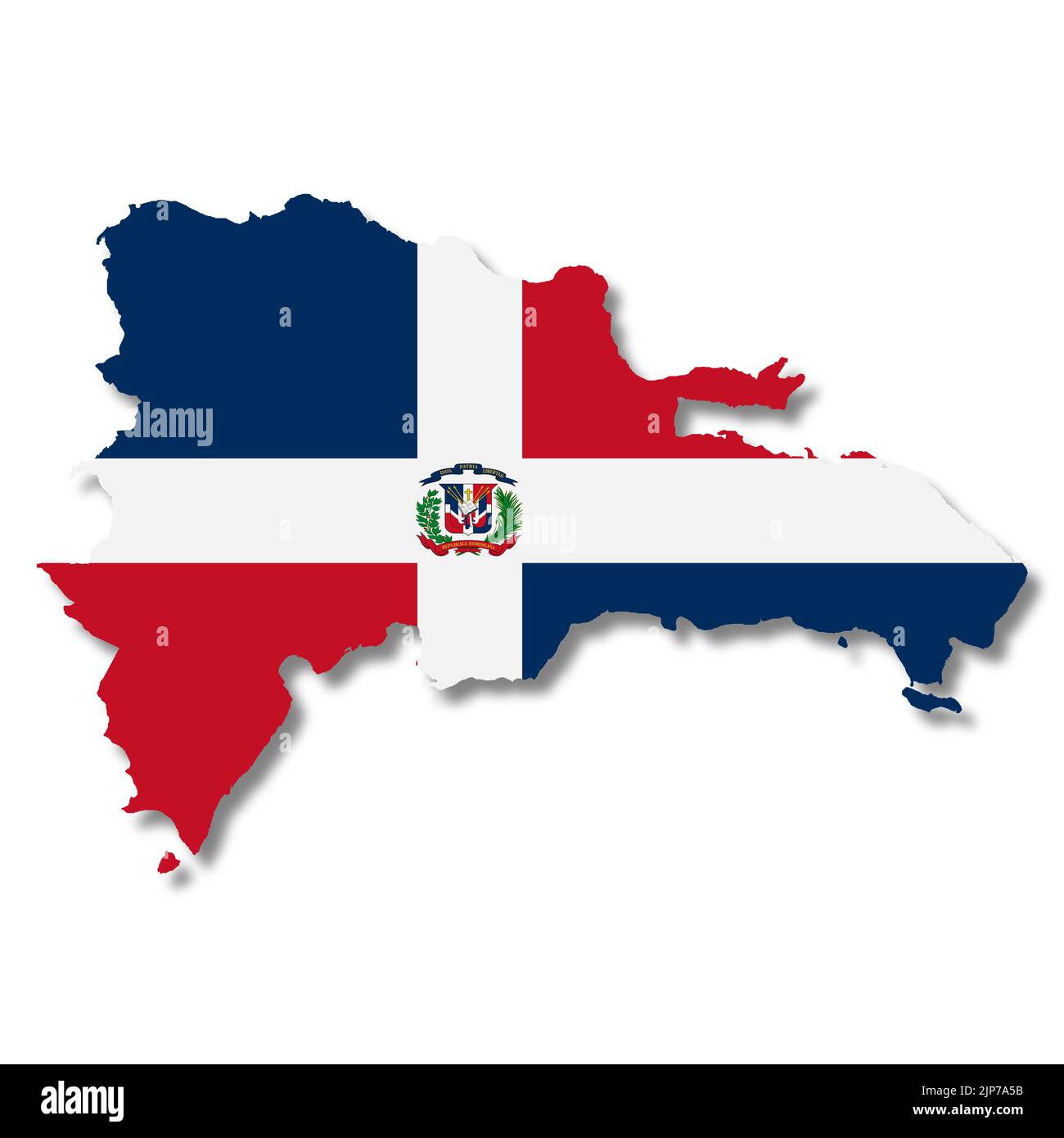 Dominikanische Republik Karte auf weißem Hintergrund 3D Abbildung mit Beschneidungspfad Stockfoto