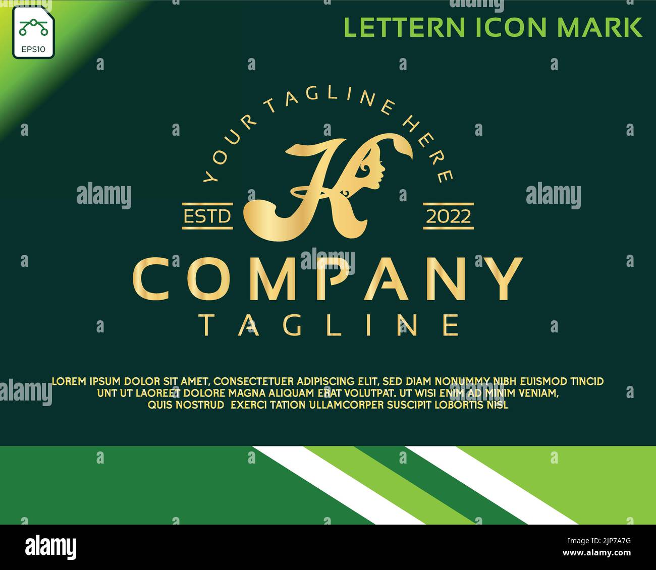 Kreative schöne Frau Gesicht mit Buchstabe K Luxus Beauty Face Logo Stock Vektor