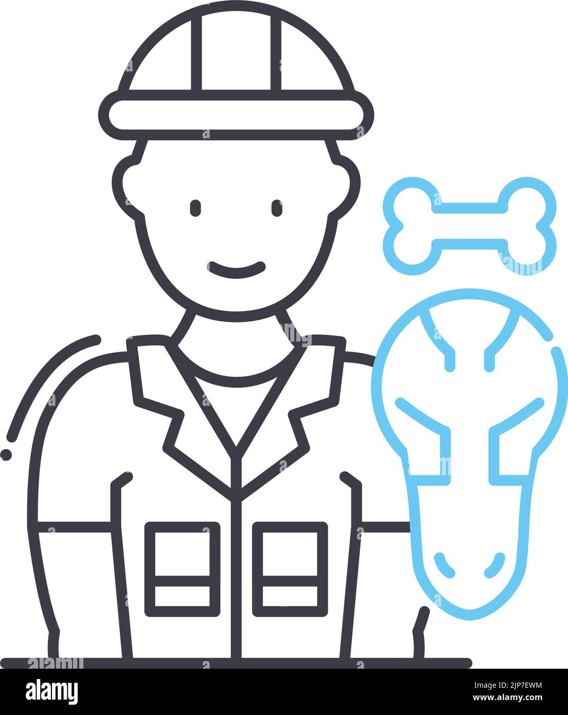 Archäologe Linie Symbol, Umriss Symbol, Vektor-Illustration, Konzept Zeichen Stock Vektor