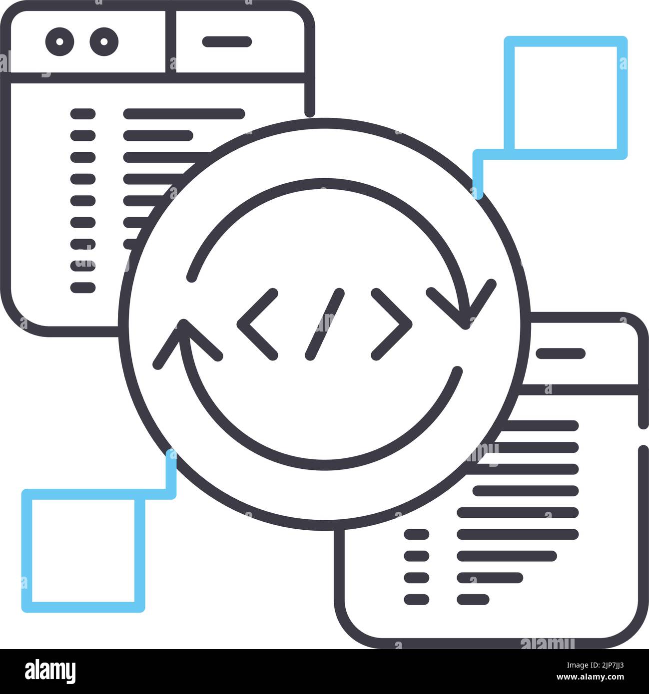 Symbol für dynamische Codelinie, Umrisssymbol, Vektordarstellung, Konzeptzeichen Stock Vektor