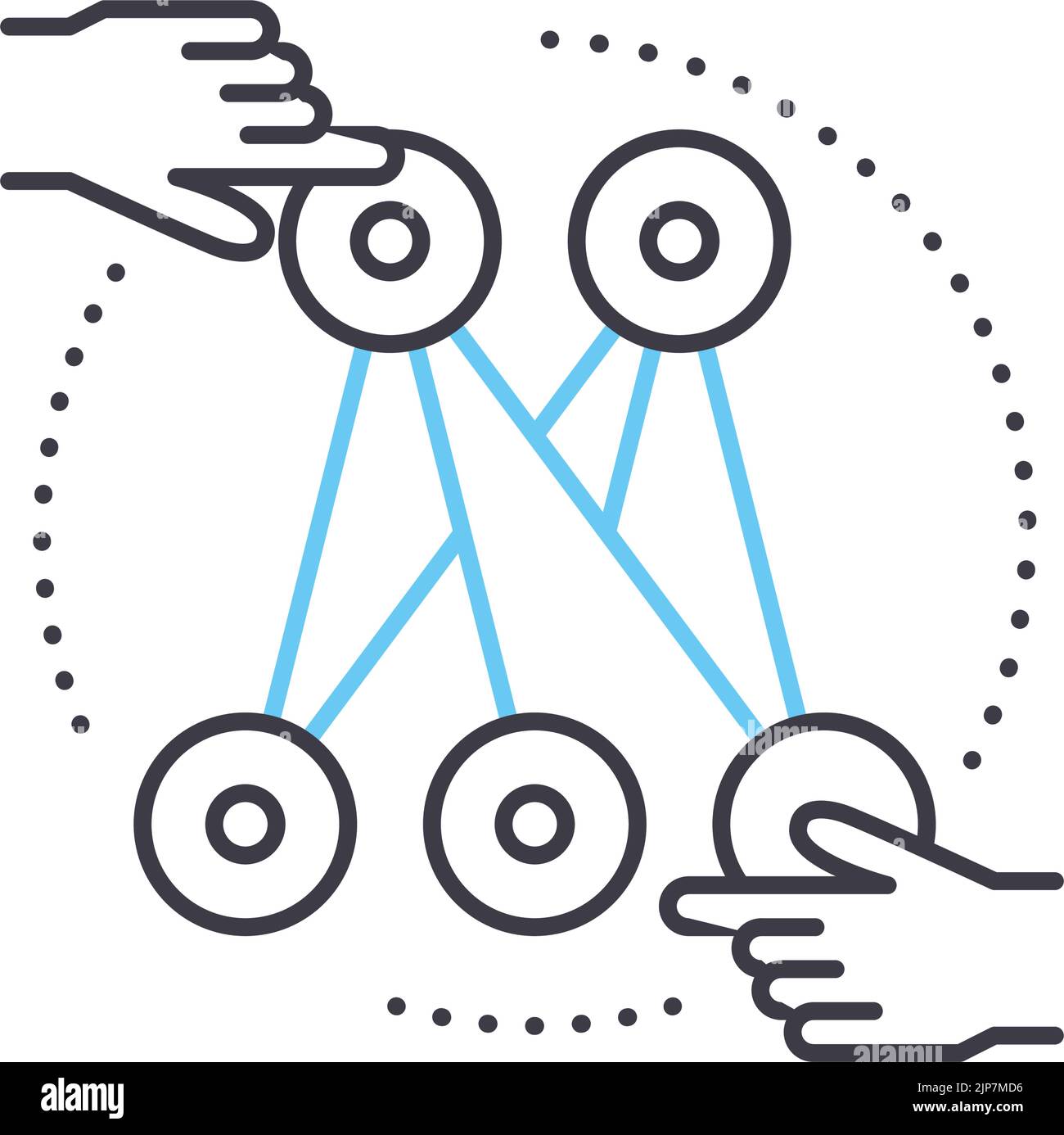 Deep Learning Netzwerk Linie Symbol, Umriss Symbol, Vektor-Illustration, Konzept Zeichen Stock Vektor