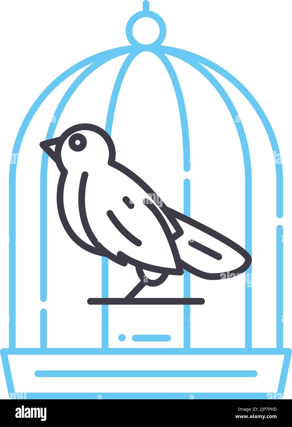 Vogelkäfigliniensymbol, Umrisssymbol, Vektordarstellung, Konzeptzeichen Stock Vektor